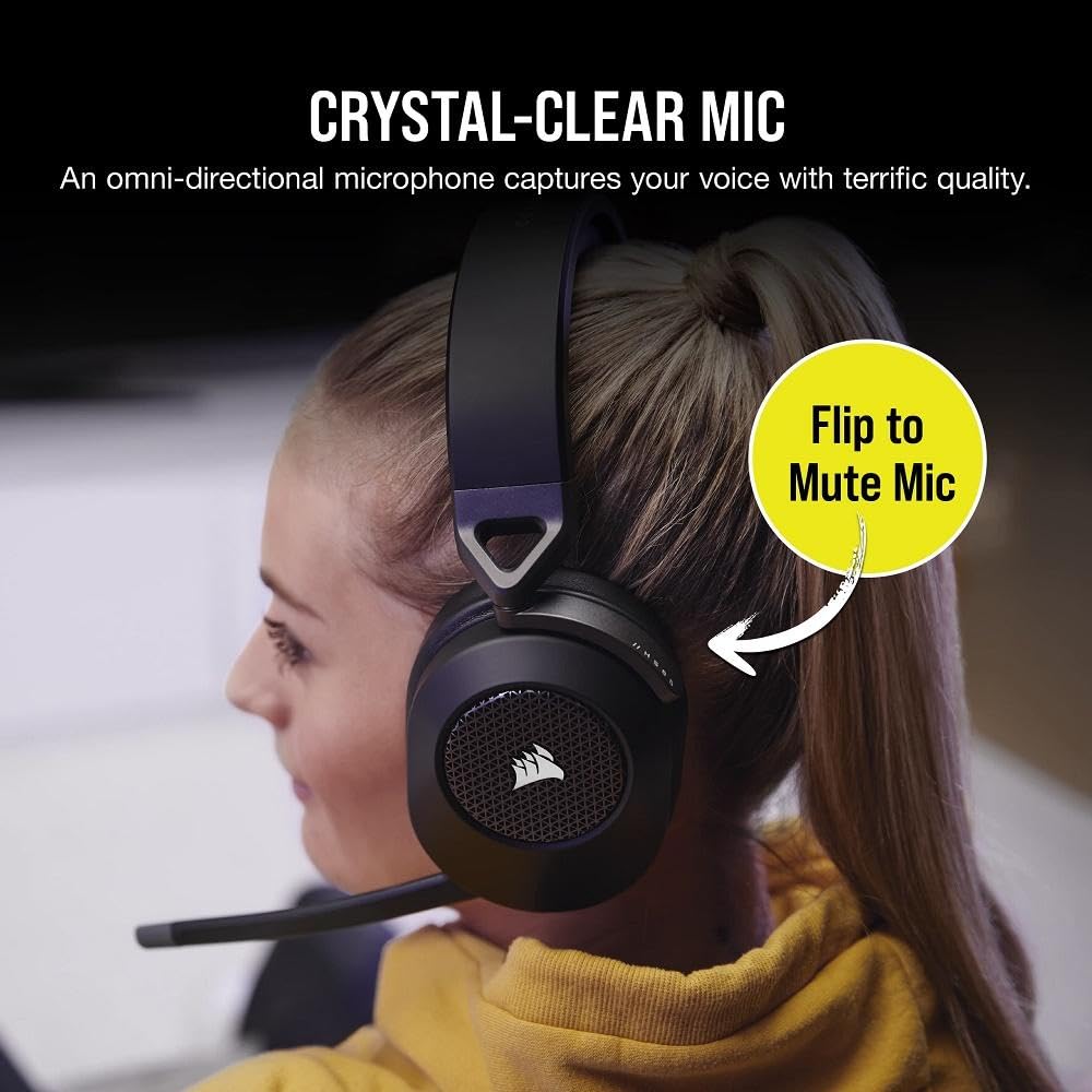 CORSAIR HS65 WIRELESS Gaming Headset with Bluetooth – Dolby 7.1 Surround Sound – Omni-Directional Mic – iCUE Compatible – Multiplatform for PC, Mac, PS5, PS4, Nintendo Switch & Mobile – Carbon Black | Perfect for Competitive Gaming, Streaming & Work Calls