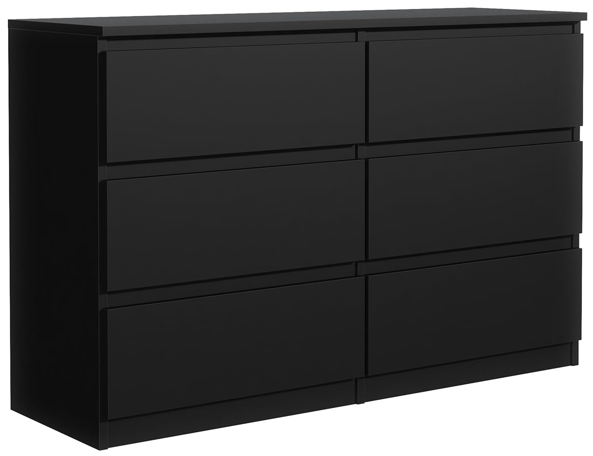 Modern 6-Drawer 120cm MebLocker Chest - Stylish Storage Solution for Living Room, Bedroom, Kids Room, Teen Room & Office - Perfect for Organizing Clothes, Toys & Office Supplies (Black)