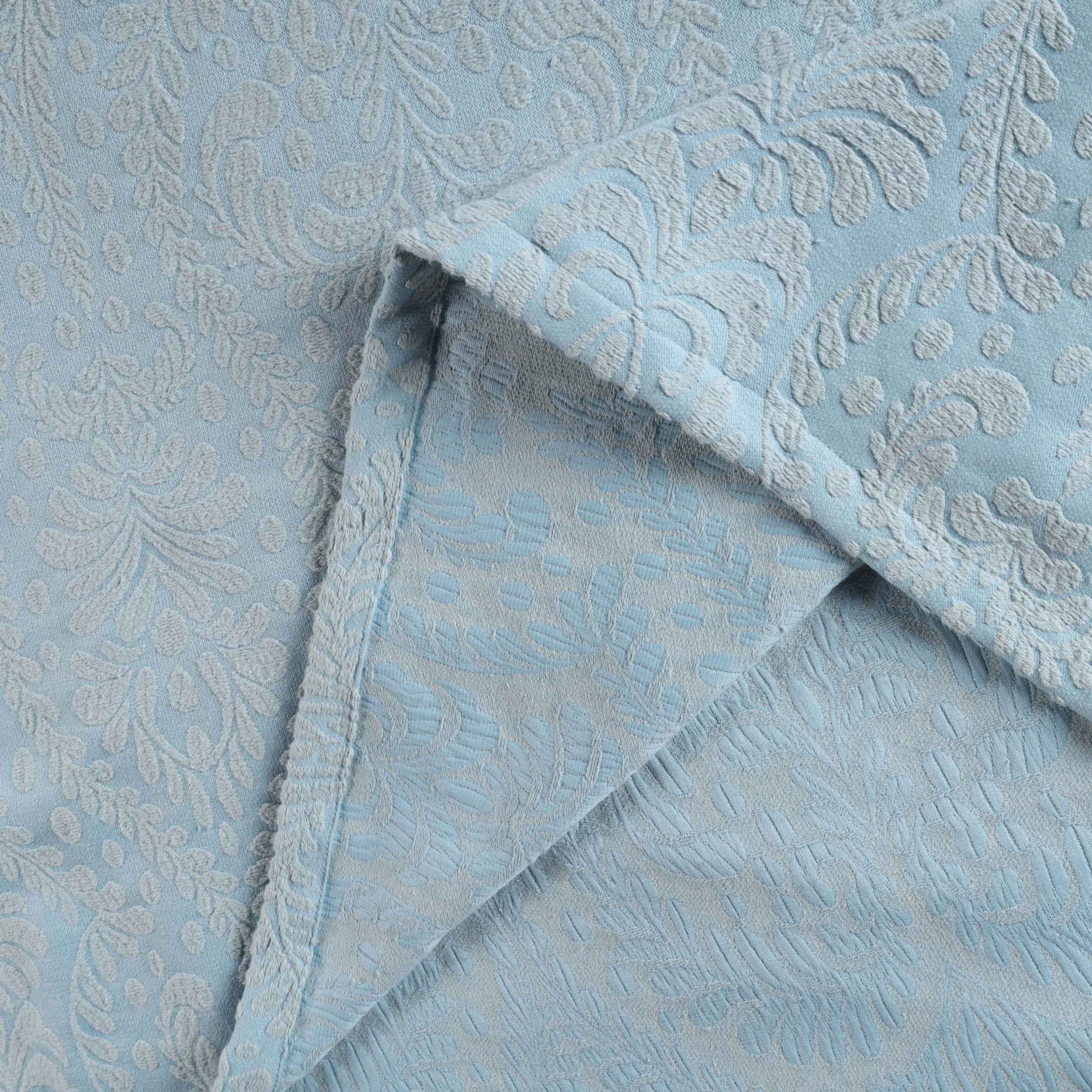 Premium Aspen Cotton Blend Jacquard Woven Floral Bedspread Set with Scalloped Edges - Queen Size Luxury Bedding for Master Bedroom & Guest Room Decor