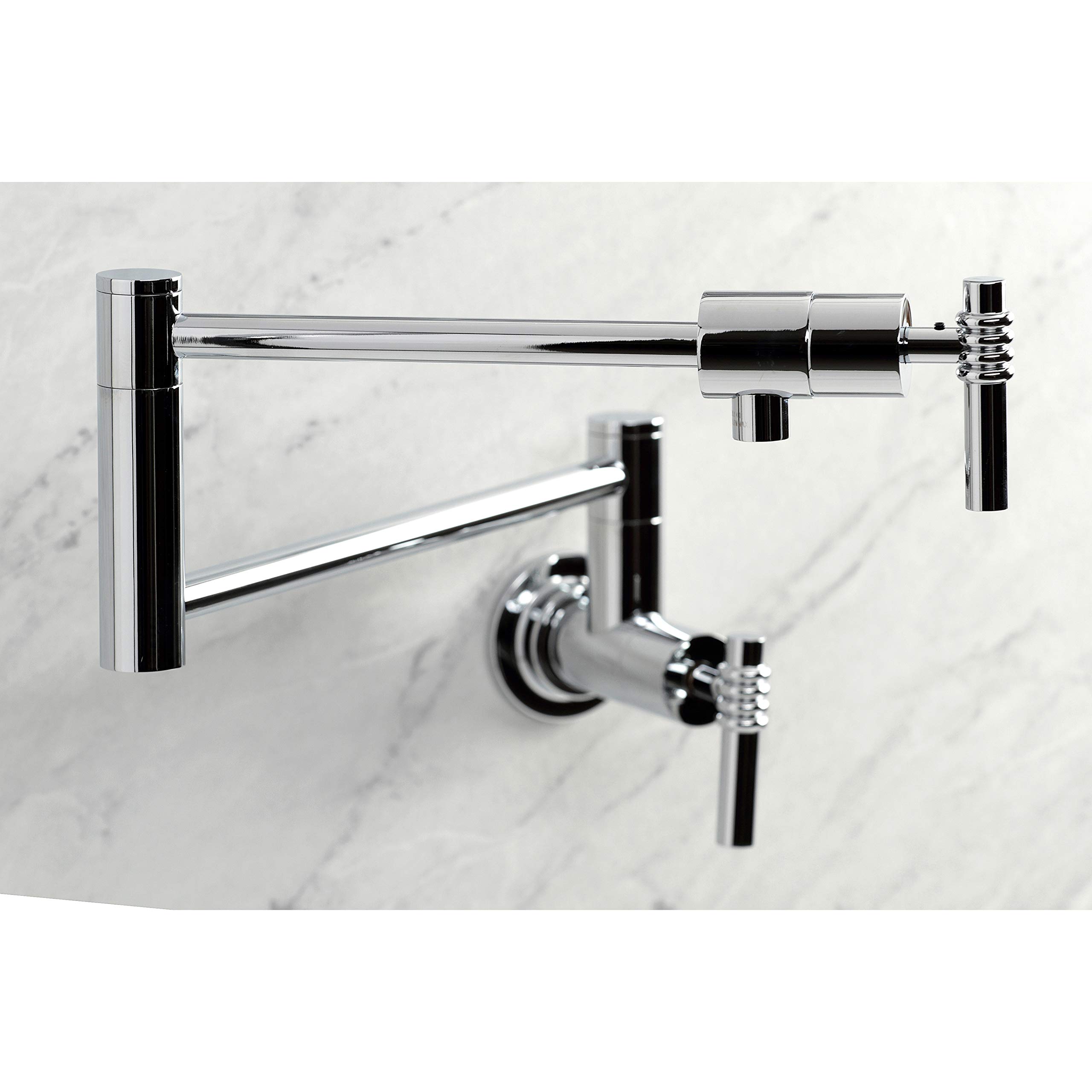 Kingston Brass KS4101ML Milano Wall Mount Pot Filler Faucet - Polished Chrome Finish - Ideal for Kitchen Sink, Stove & Cooking Area