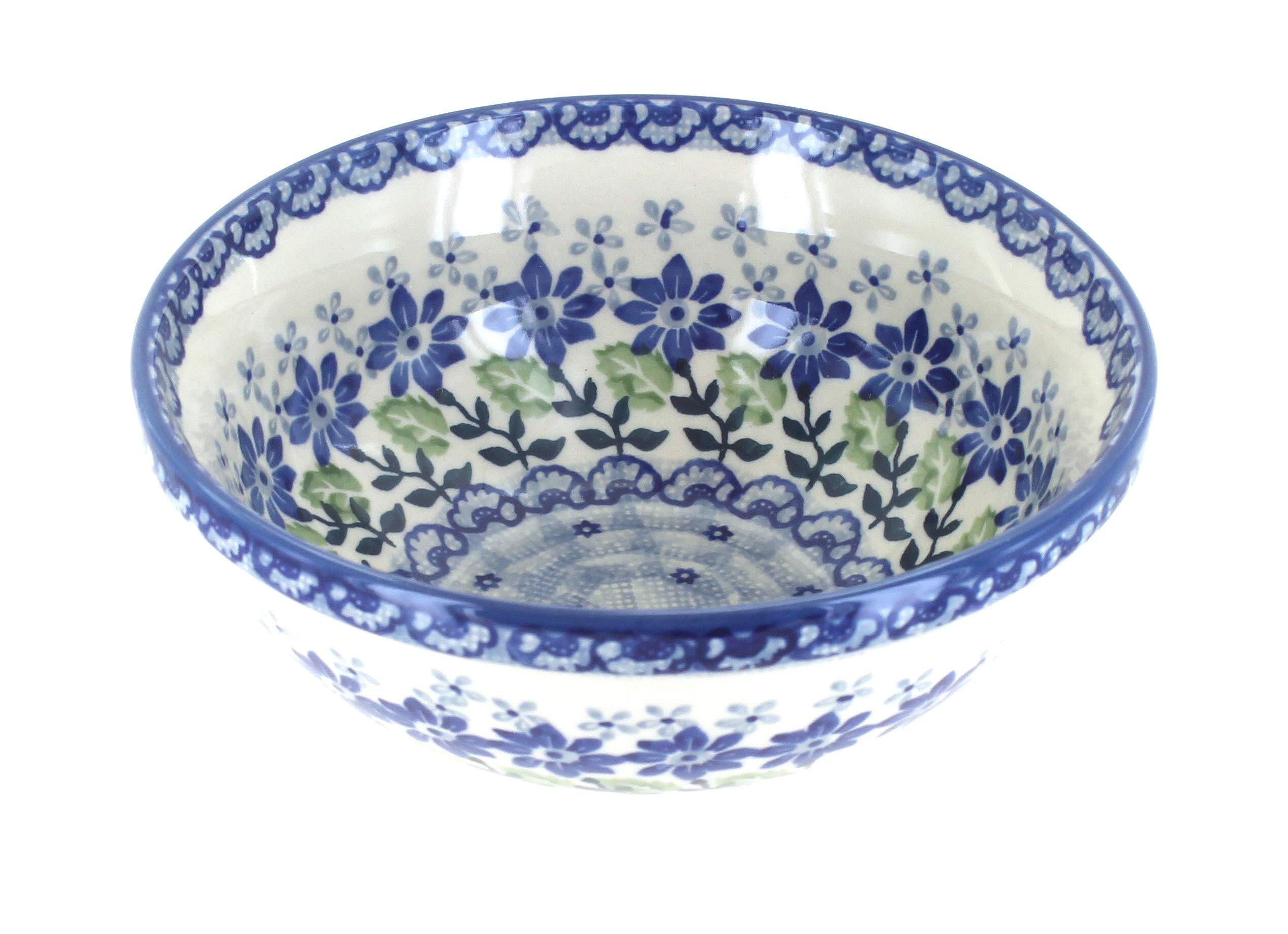 Blue Rose Polish Pottery Halsey Cereal and Soup Bowl - Handmade Ceramic Dish for Breakfast, Soup, Salad - Perfect for Home Dining & Gift Giving