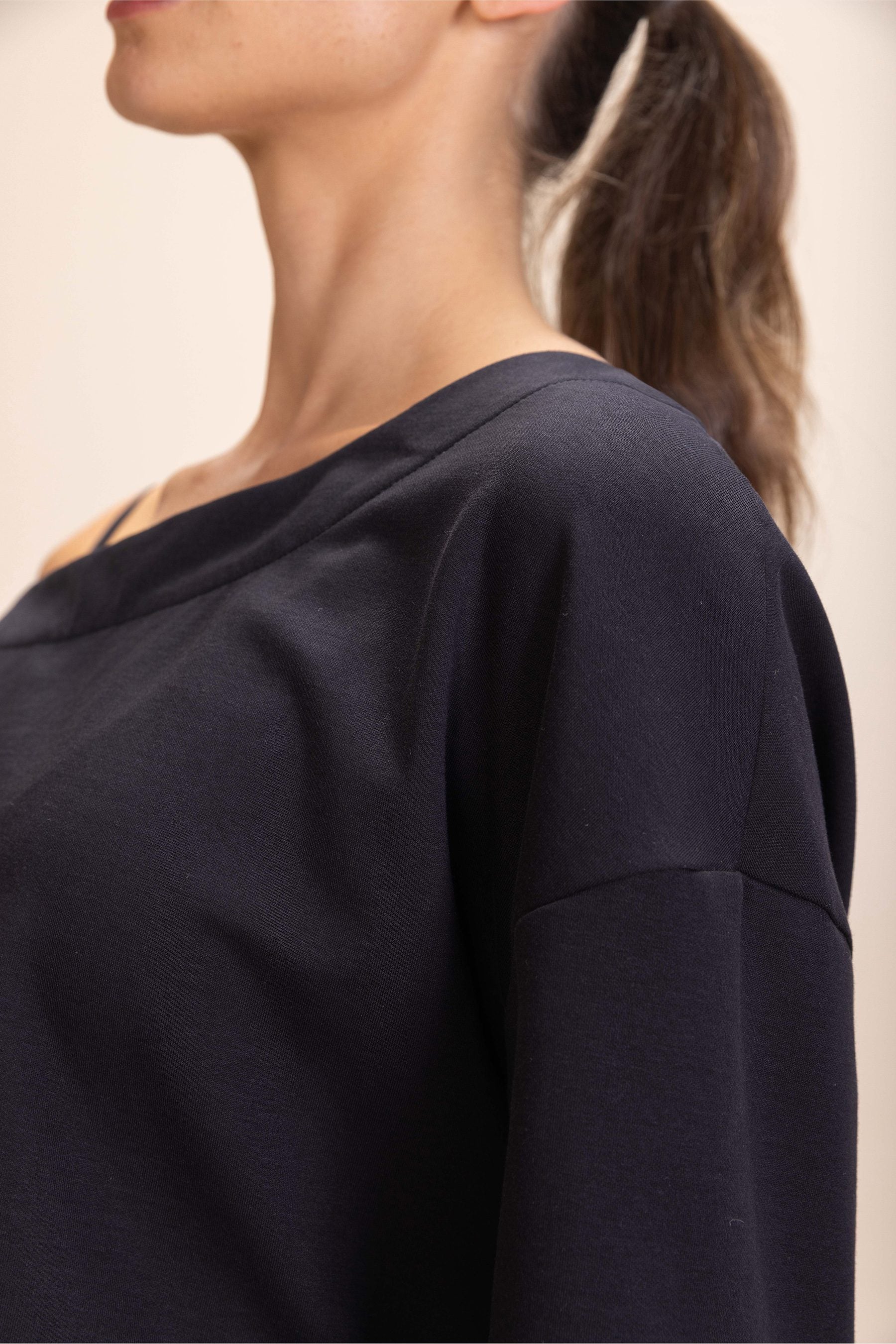 Galaxy Knit Asymmetrical Sweatshirt for Women - Trendy Oversized Pullover with Unique Design | Perfect for Casual Outfits, Streetwear Fashion & Layering in Fall/Winter
