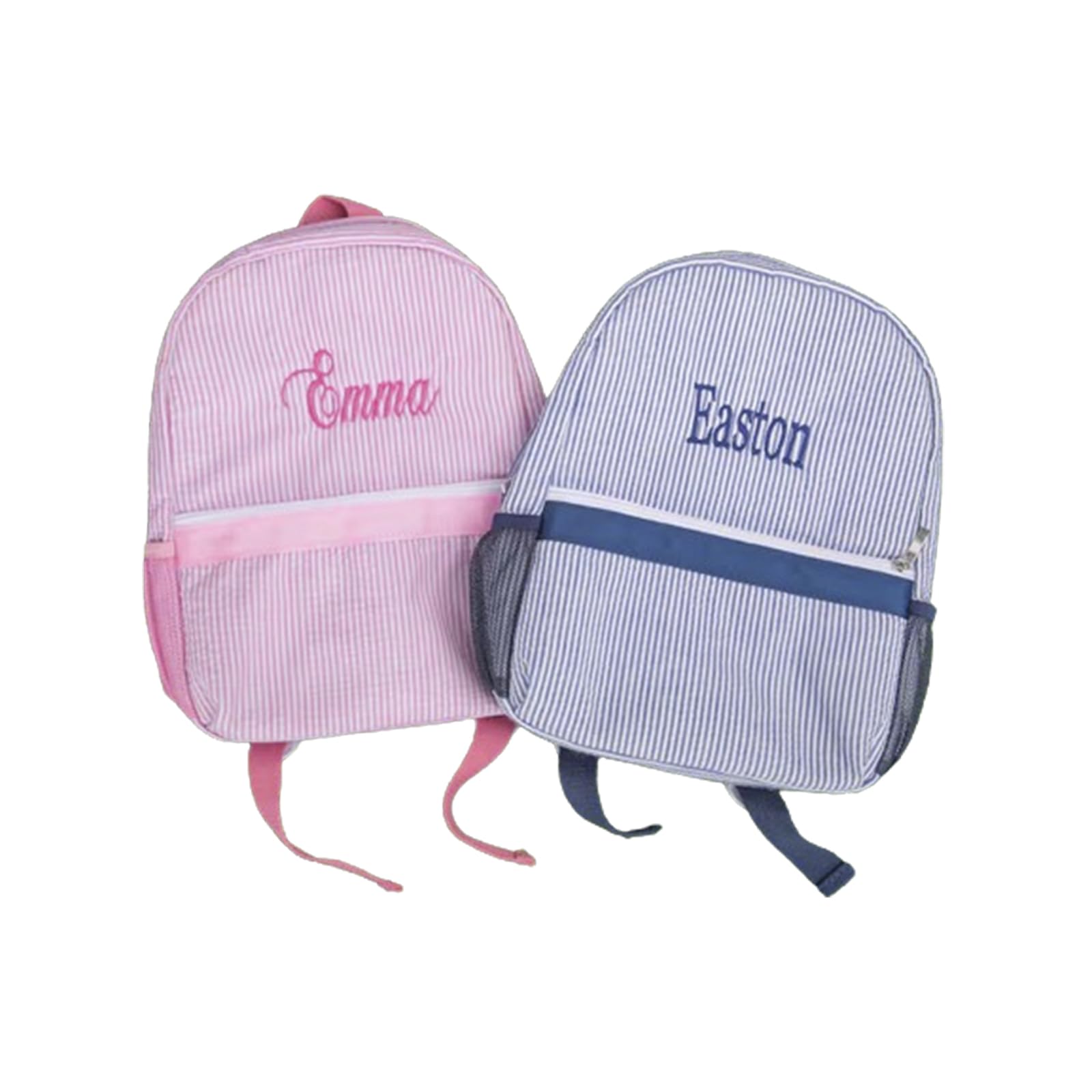 **Personalized Checkered Seersucker Toddler Backpack with Embroidered Name - Custom Lightweight Kids Backpack for Girls & Boys - Cute Pleated Kindergarten Backpack for School, Travel & Daycare**