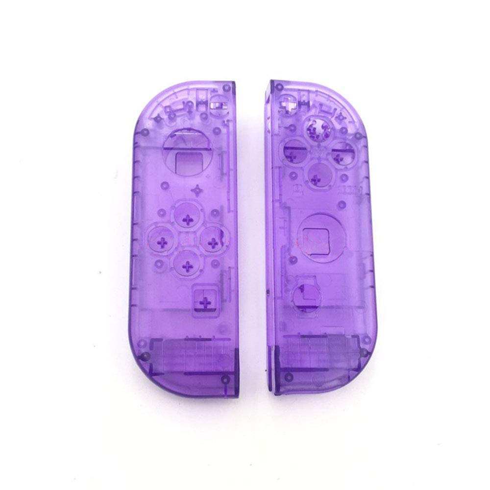 Nintendo Switch Controller Full Housing Shell Case Cover with Frame - Clear Purple Replacement for Joy-Con | Gaming Accessories for Enhanced Protection & Customization