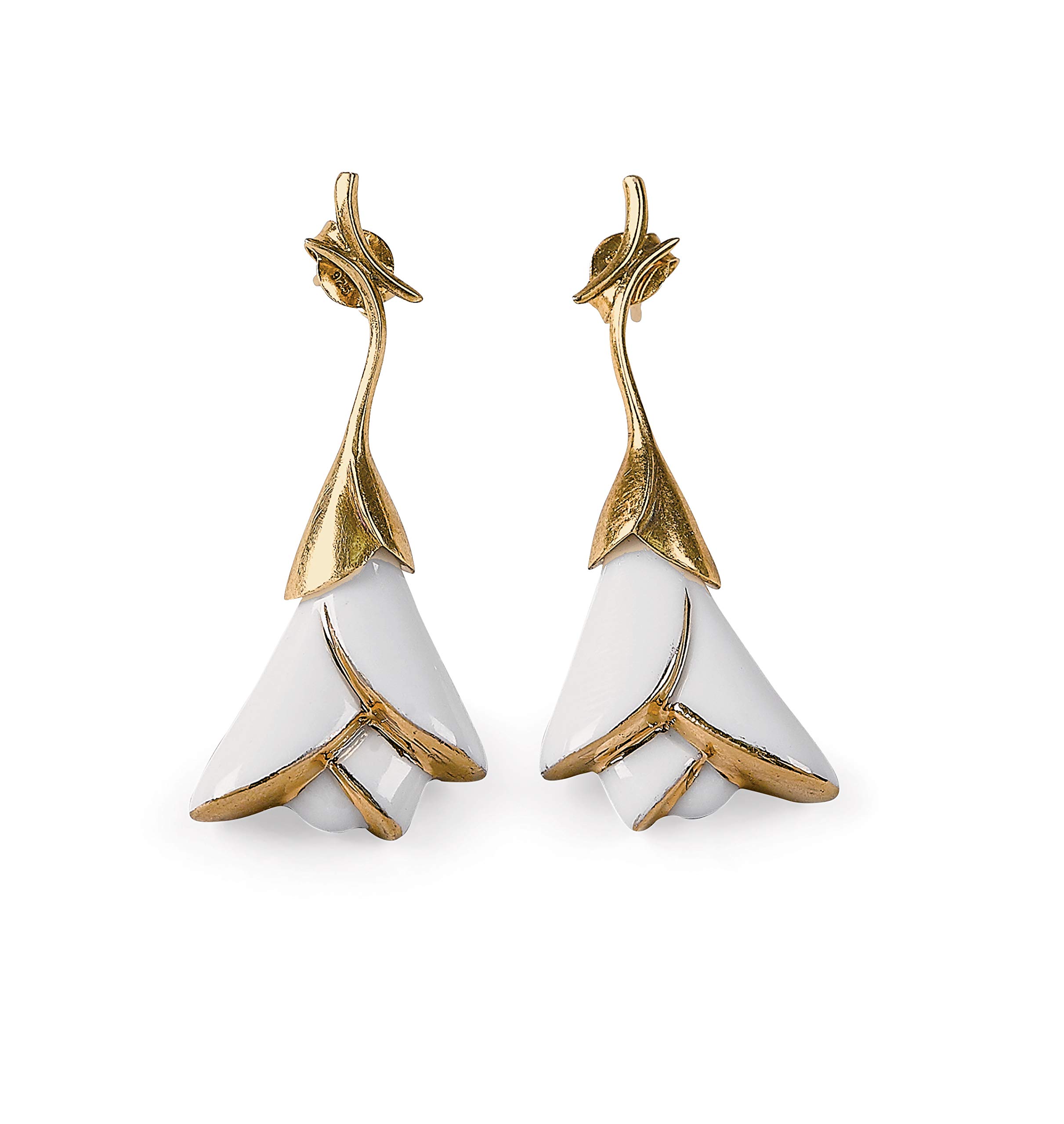 LLADRÓ Heliconia Short Porcelain Earrings - Elegant Handcrafted Jewelry for Women, Perfect for Weddings, Parties & Special Occasions