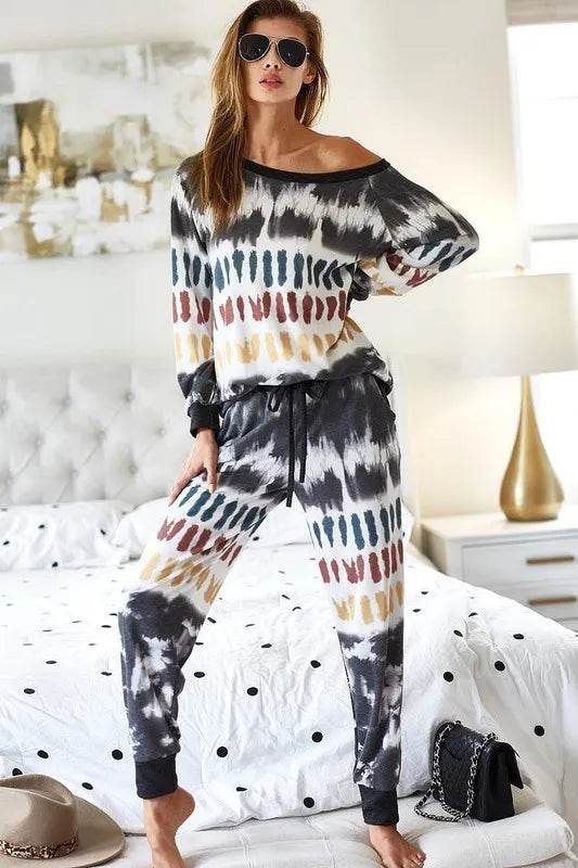 BiBi Tie Dye Print French Terry Top - Trendy Women's Casual Short Sleeve T-Shirt for Summer Outfits, Beach Wear & Lounge