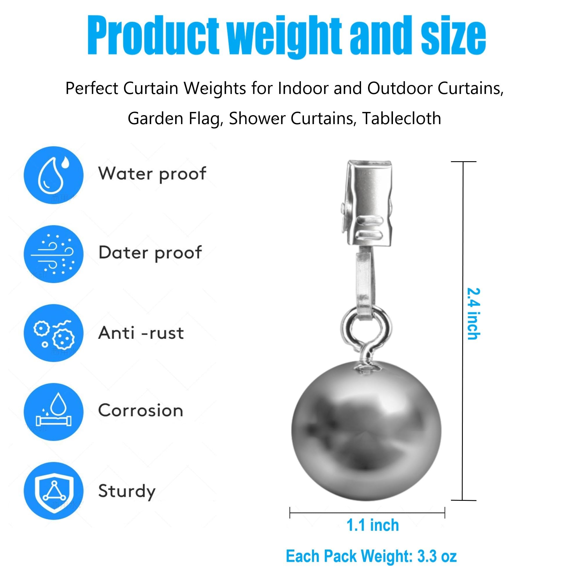 16 Pack Heavy Duty Stainless Steel Outdoor Curtain Weights - Secure Patio, Pergola, Cabana & Gazebo Drapery - Perfect for Garden Flags, Shower Curtains & Tablecloths | Windproof & Decorative for Outdoor Living Spaces