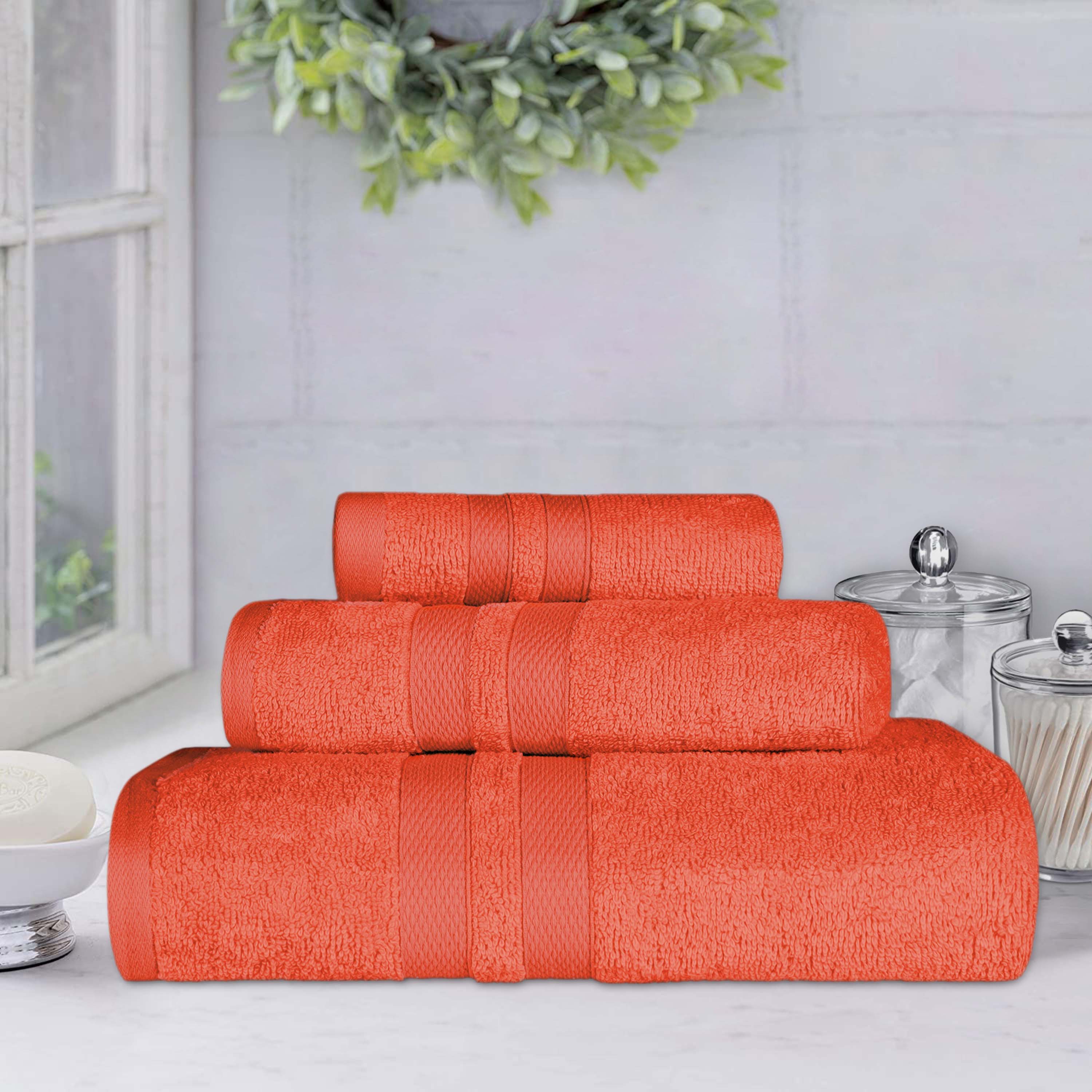Ultra Soft Cotton Absorbent Bath Towel Set - 3 Piece Solid Color Towels for Bathroom, Spa, Gym & Beach | Quick Drying & Highly Absorbent