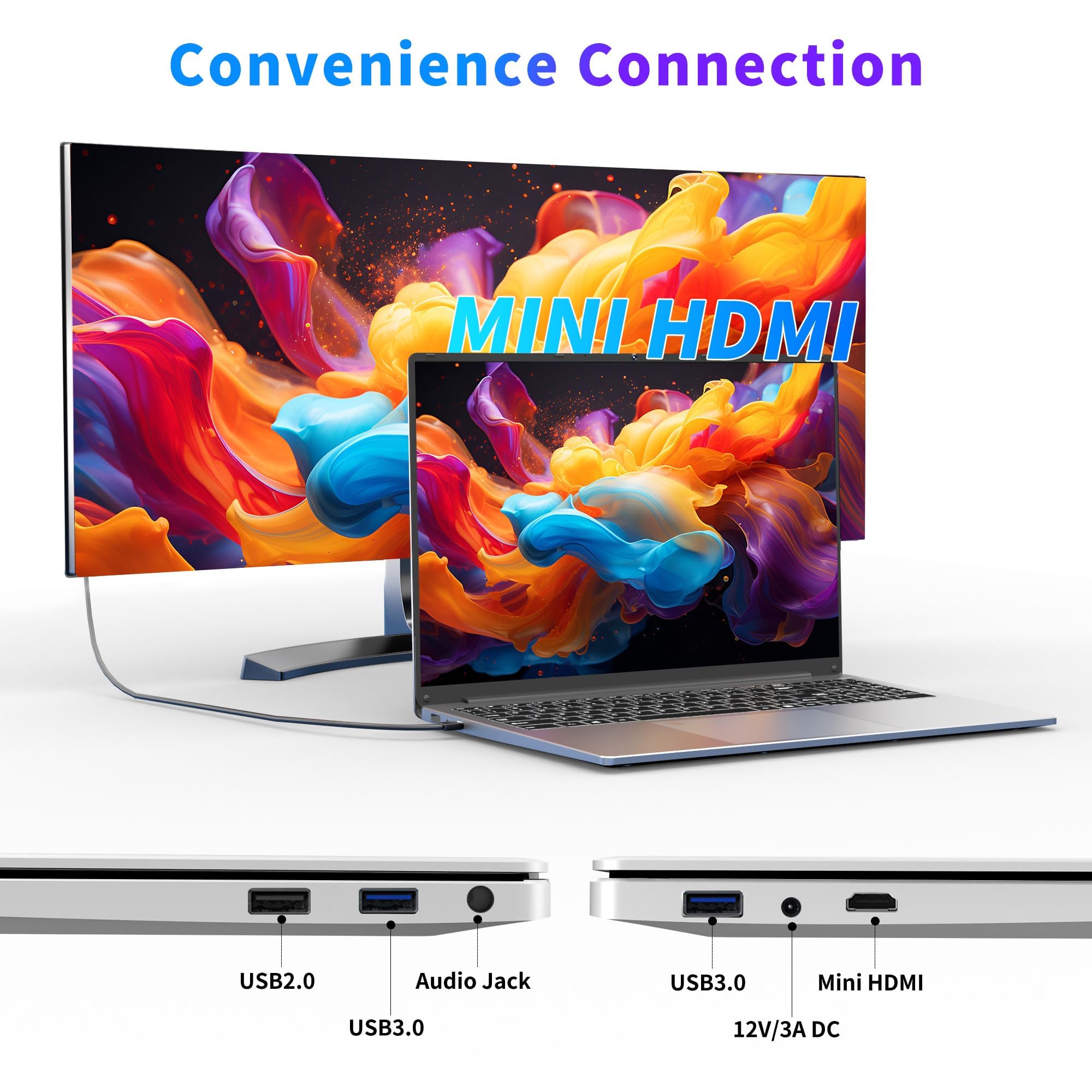 NIAKUN 16 Inch Laptop - Intel N100 Processor up to 3.4GHz, 16GB RAM, 512GB SSD, Full HD 1920x1200 Display, Backlit Keyboard, Windows 11 Pro - Perfect for Business, School & Remote Work