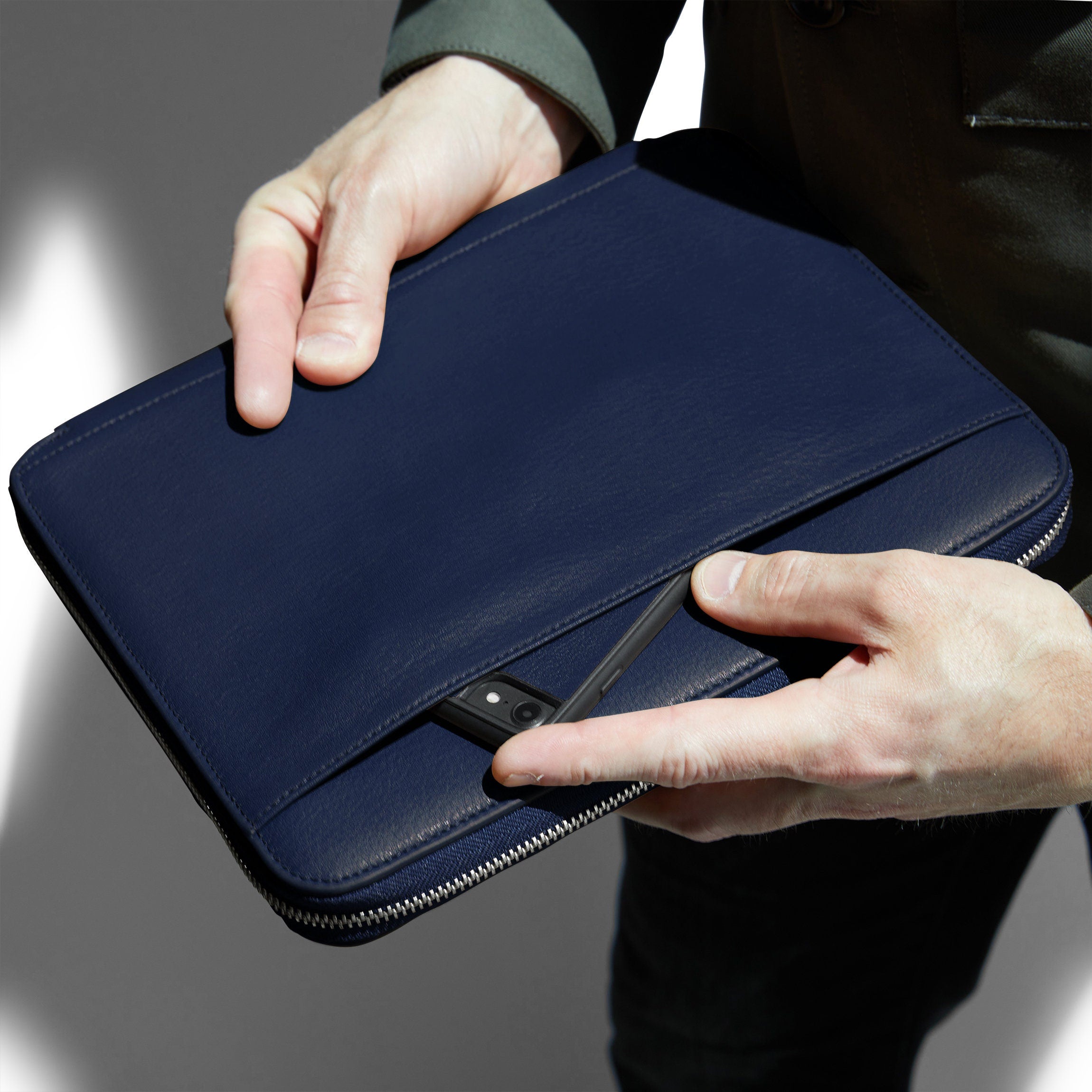 Premium Navy Blue Tech Folio - Stylish Laptop Sleeve & Tablet Case for Work, Travel & School | Durable & Lightweight Organizer for Professionals & Students