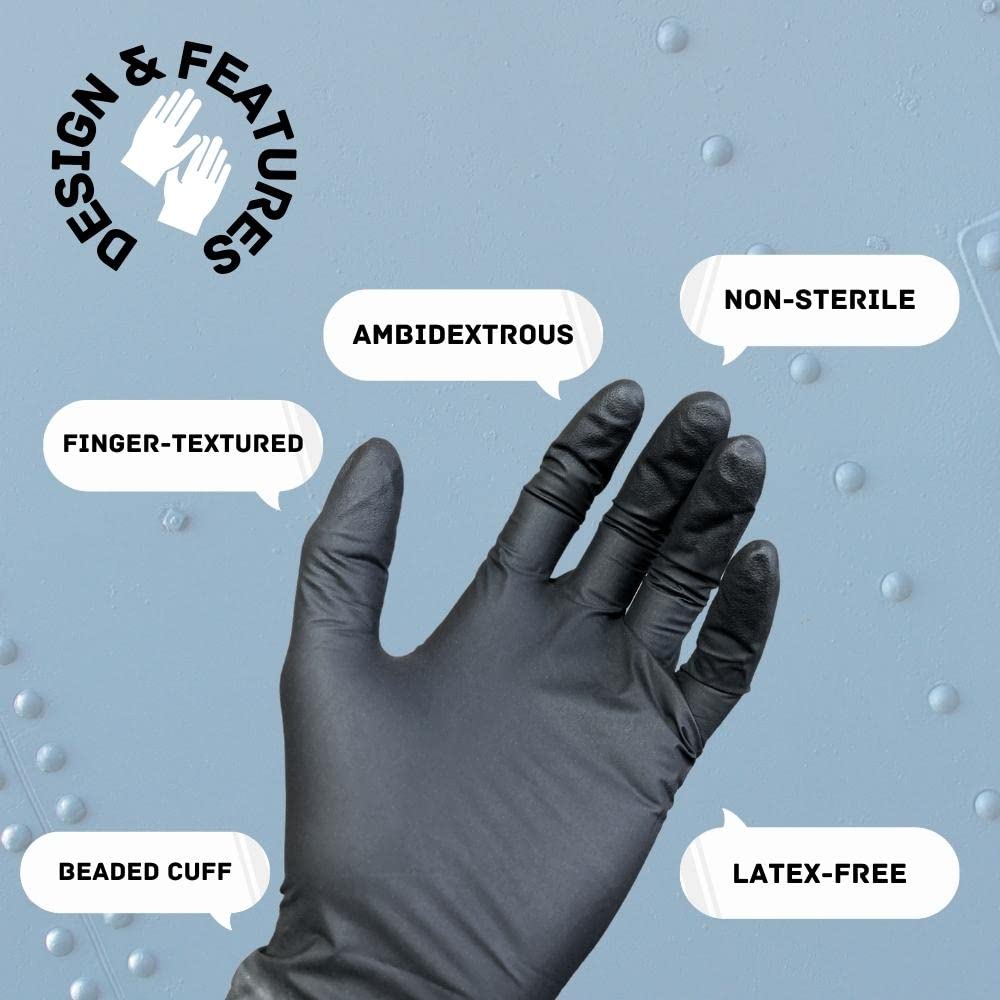 Premium Black Nitrile Gloves - Latex-Free, Powder-Free Disposable Gloves (Medium, 5 Mil, 2000 Pack) - Ideal for Medical, Food Service & Cleaning Professionals