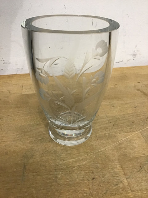 6 Elegant Floral Etched Glass Vases - Home Decor Centerpiece for Dining Table, Wedding, Living Room & Office Decor