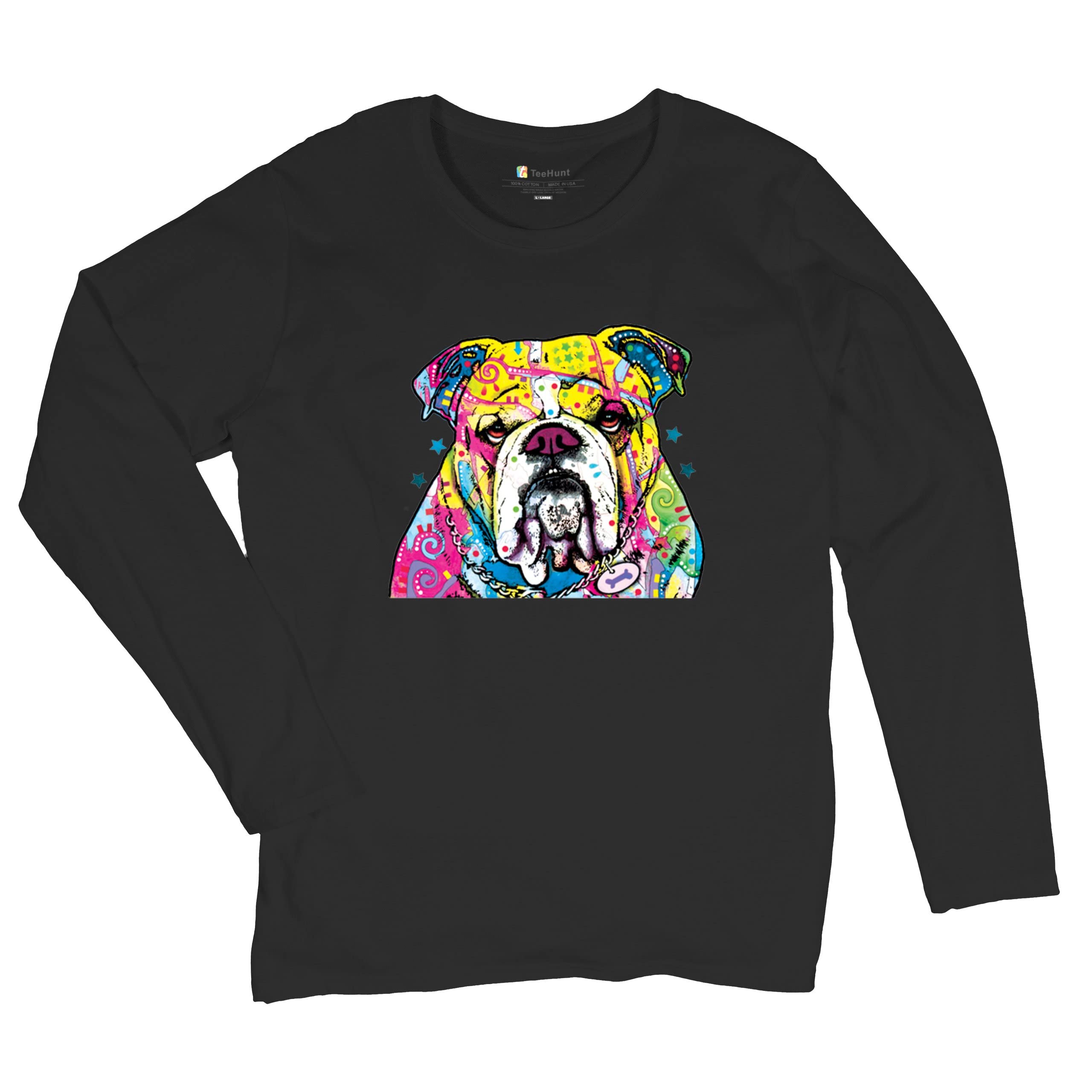 Dean Russo Serious Bulldog Women's Long Sleeve T-Shirt - Best Friend Pet Paw Design for Casual Wear & Dog Lover Gifts
