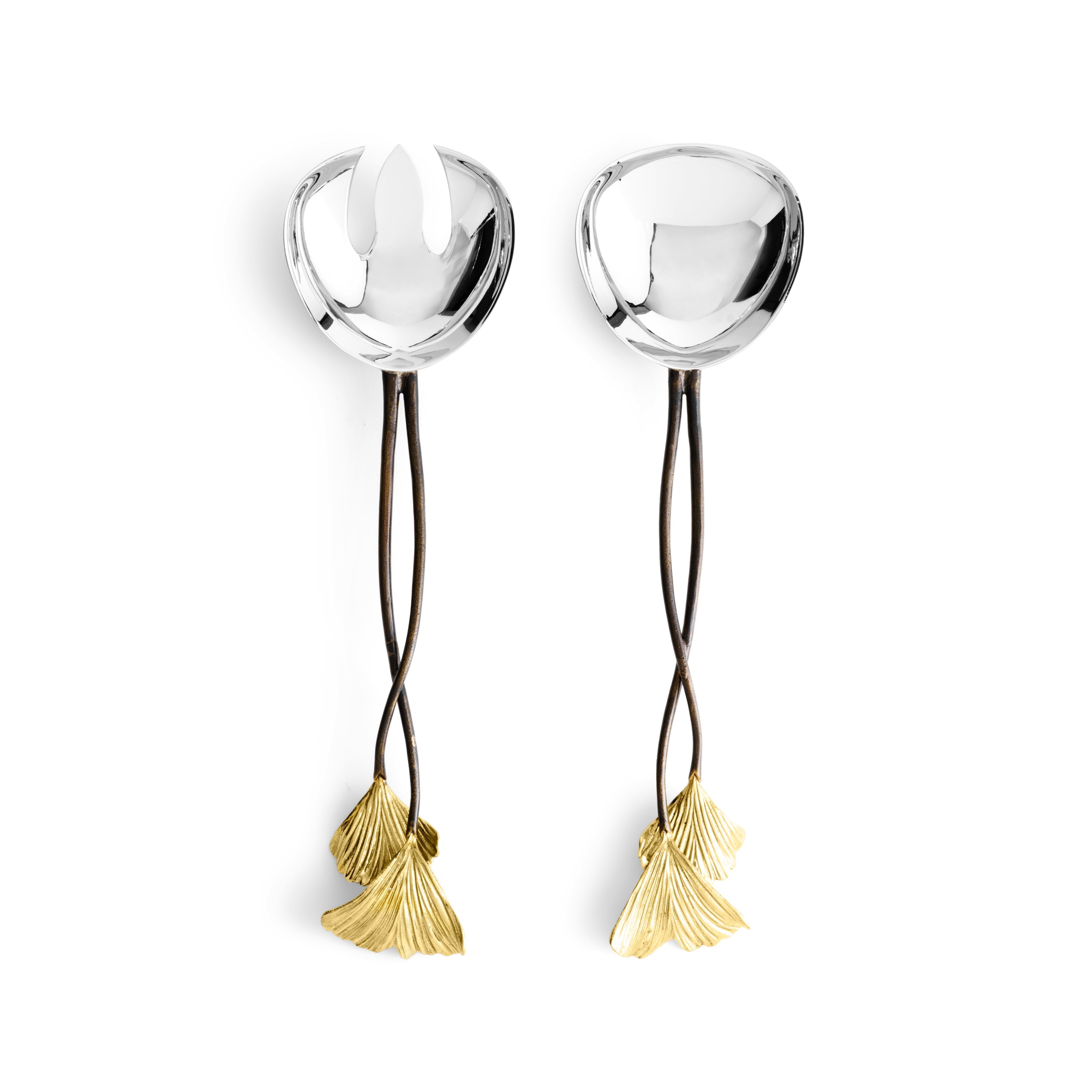 Premium Golden Ginkgo Leaf Serving Set - Elegant Stainless Steel Utensils for Tea, Coffee, and Dessert - Perfect for Dinner Parties, Afternoon Tea, and Gifts