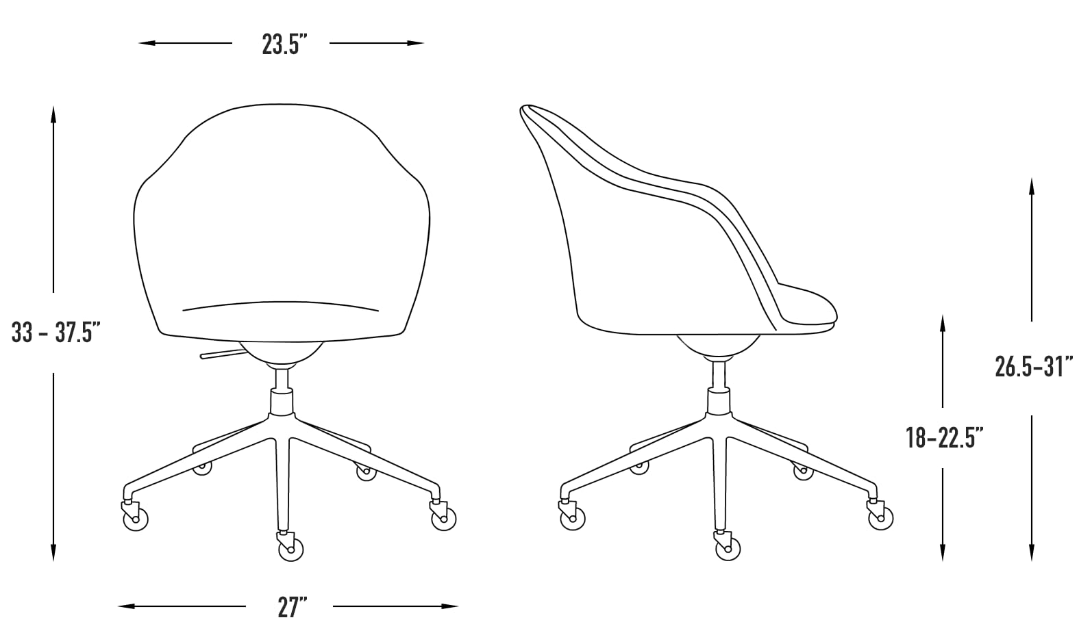 Laura Davidson Astoria II Commercial-Grade Office Chair with Wheels - Ergonomic Swivel Desk Chair for Home Office & Conference Rooms, Poly-Cotton Fabric in Charcoal - Perfect for Long Work Sessions & Professional Meetings