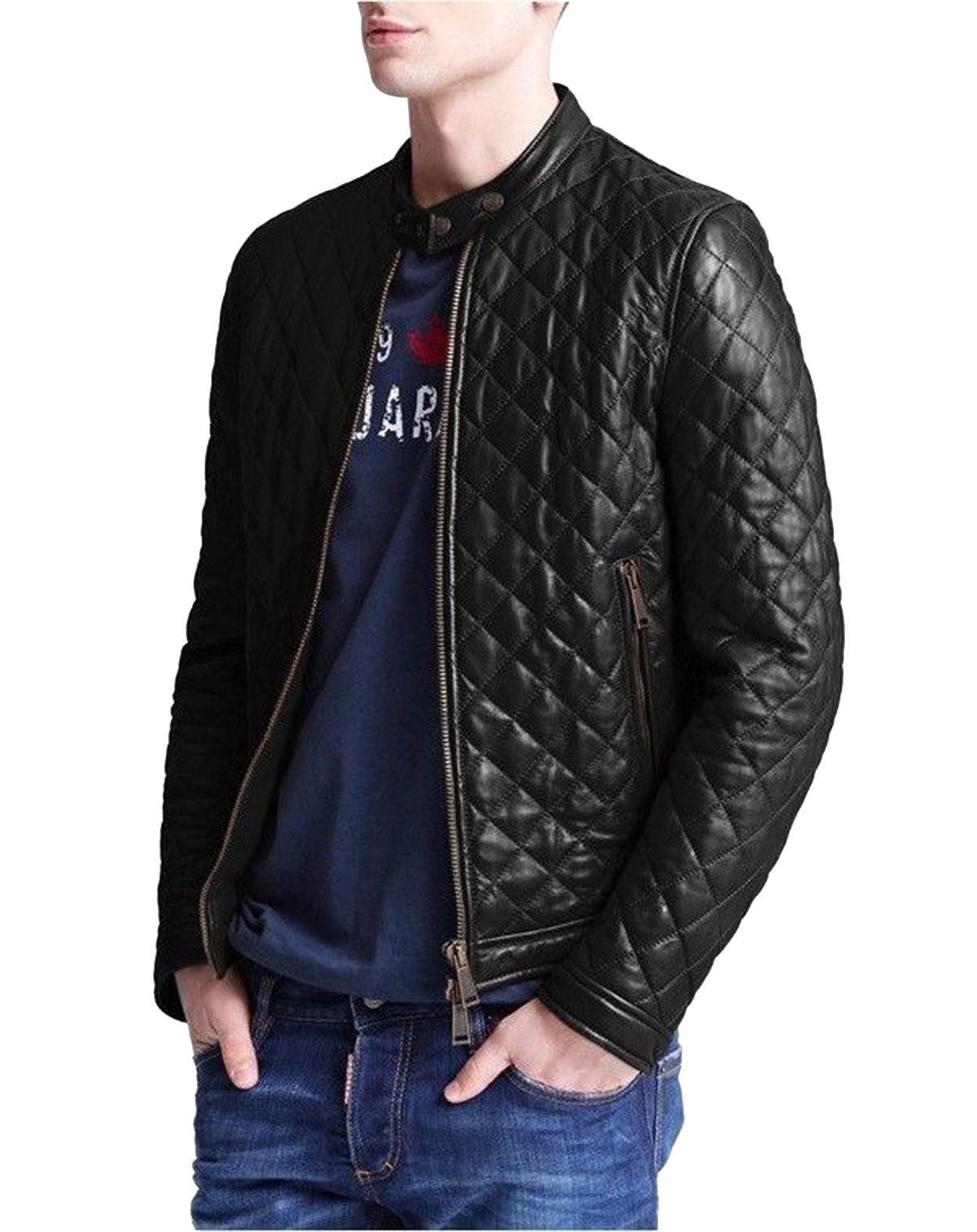 Men's Distressed Leather Motorcycle Jacket - Stylish Biker Bomber Zipper Jacket for Riding & Casual Wear | Black Outerwear