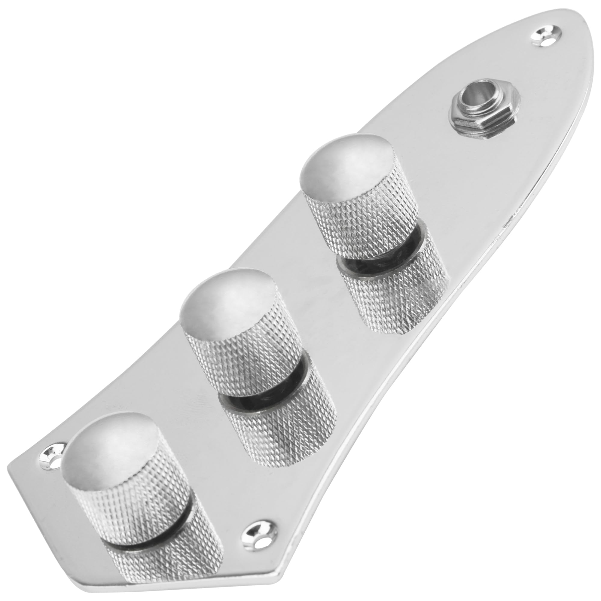 3 Bands Loaded Control Plate Pre-Wired with Preamp Knobs Pots for Fender Squier Jazz Bass (Chrome) - Perfect for Bass Guitar Upgrades & DIY Repairs