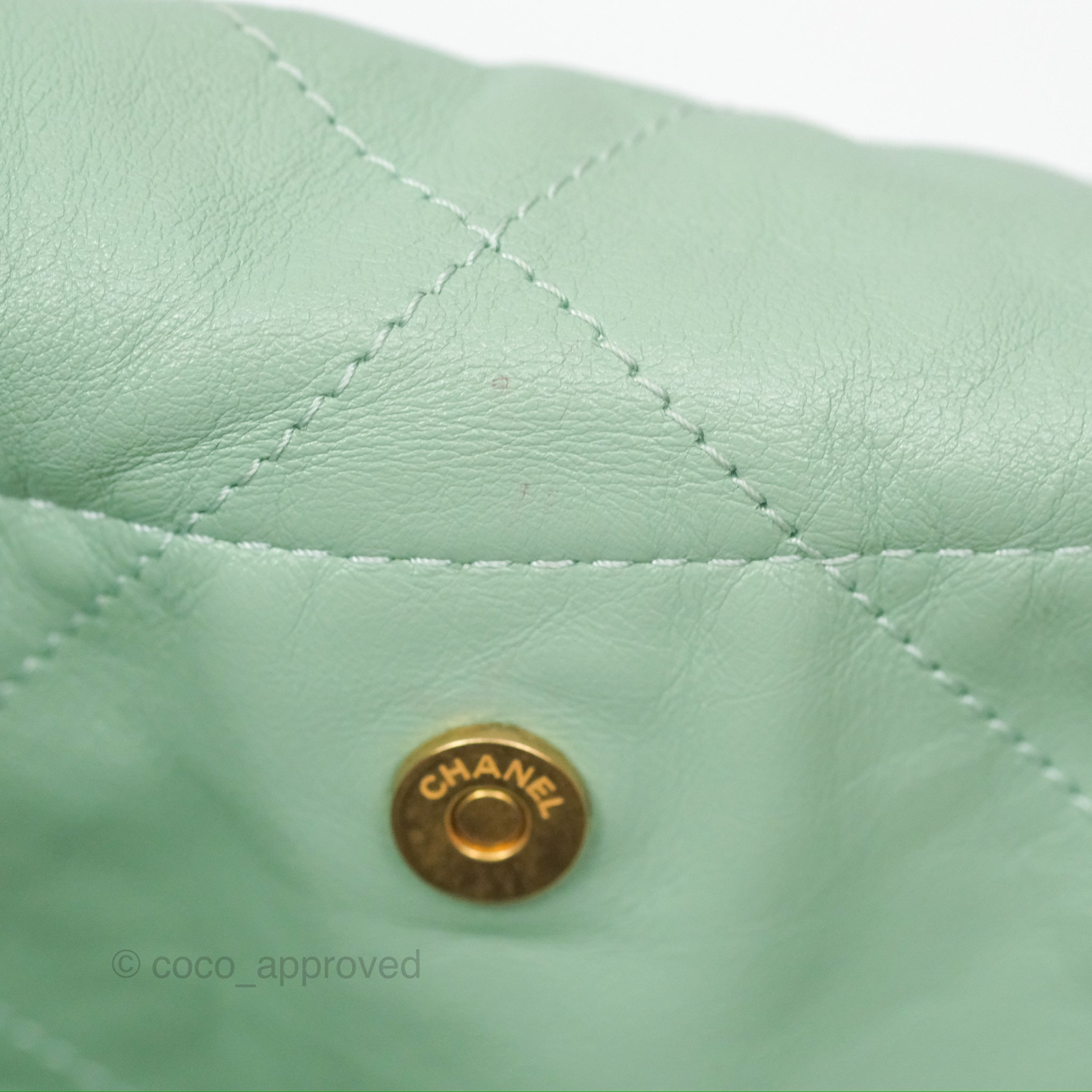 Chanel 22 Small Handbag in Mint Green Shiny Aged Calfskin with Gold Hardware - Luxury Crossbody Bag for Women, Perfect for Date Night & Special Occasions