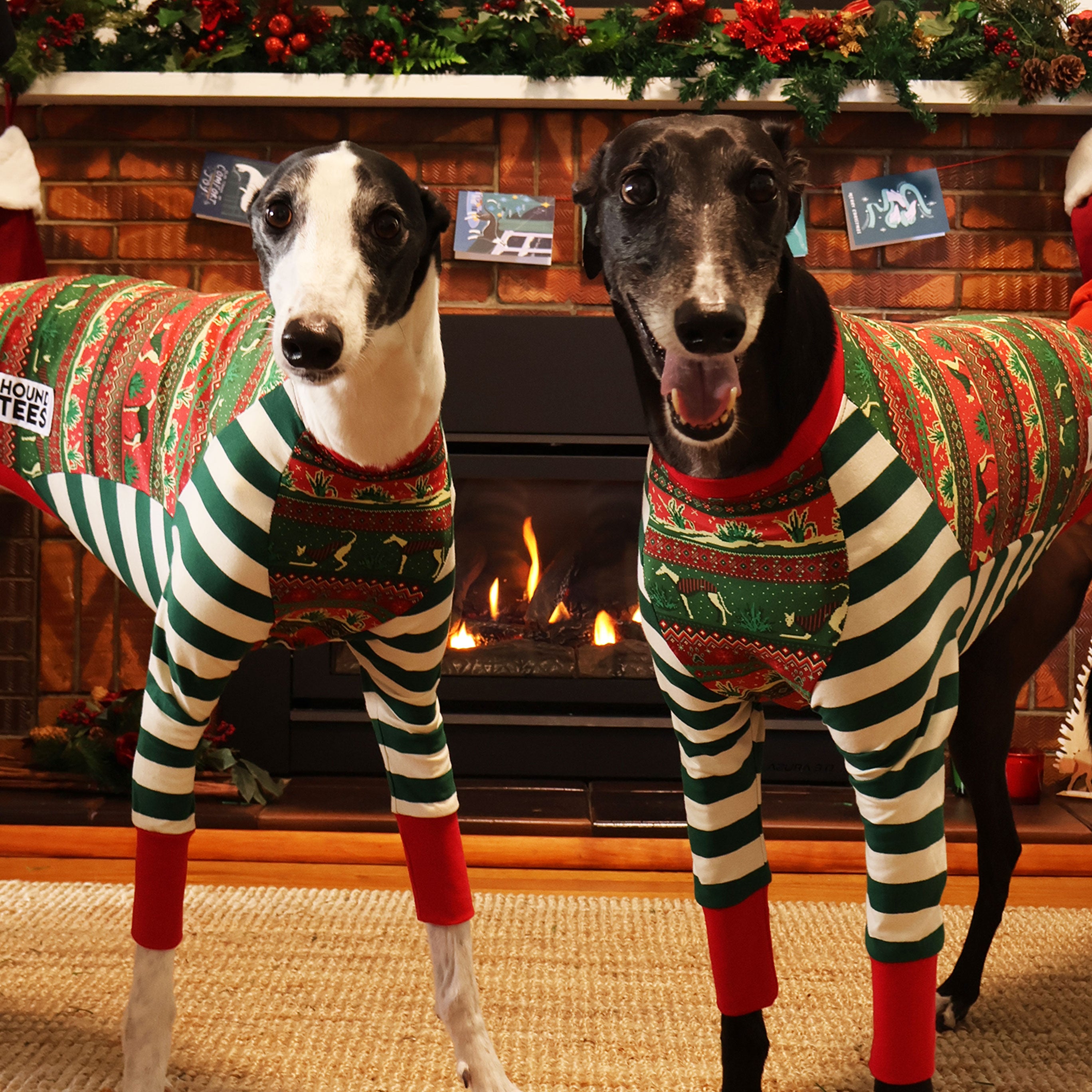 Whippet Christmas Long Sleeve Dog T-Shirt - Festive Holiday Pet Apparel for Small Dogs - Perfect for Christmas Photos & Family Gatherings