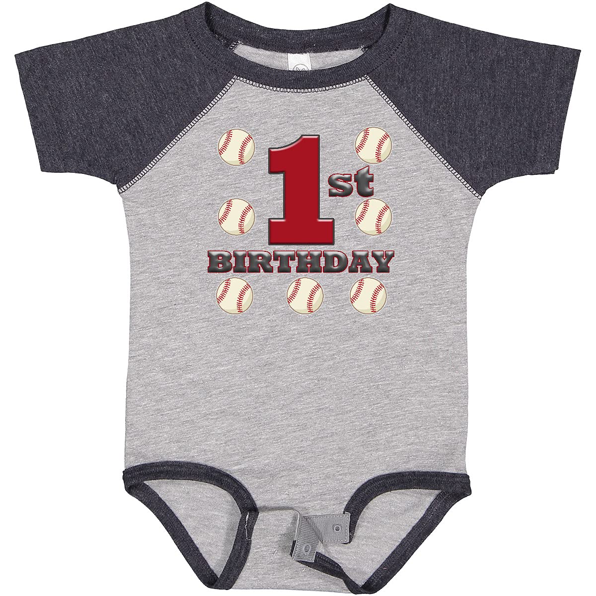 Inktastic First Birthday Baseball Baby Bodysuit - Cute Baseball Themed Onesie for 1 Year Old Boys & Girls - Perfect for Birthday Parties, Photo Shoots & Baseball Lovers