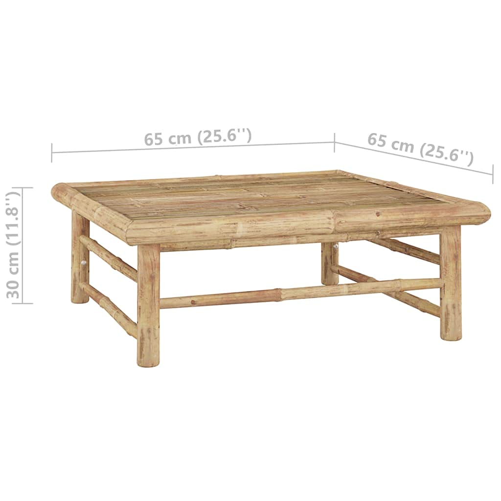 3 Piece Outdoor Garden Dining Set, Bamboo Table and Chairs with Comfortable Cushions, Patio Furniture for Conversation and Coffee, Durable Bamboo Frame