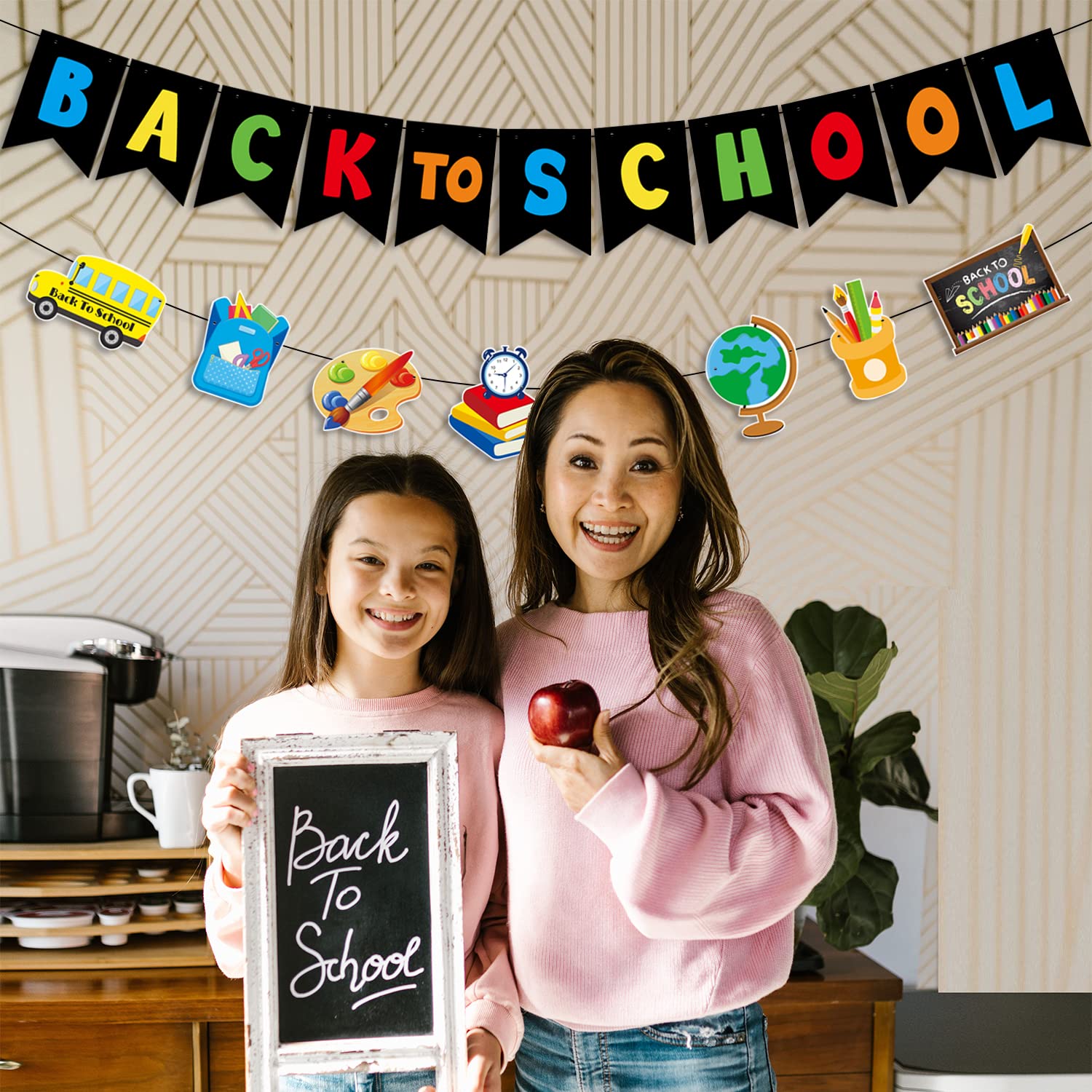 Back to School Decorations - School Bus Drawing Board & Paper Banner Set for Classroom, First Day Party, Schoolbag Decor | Perfect for Classroom Bunting, School Events & Home Decorations