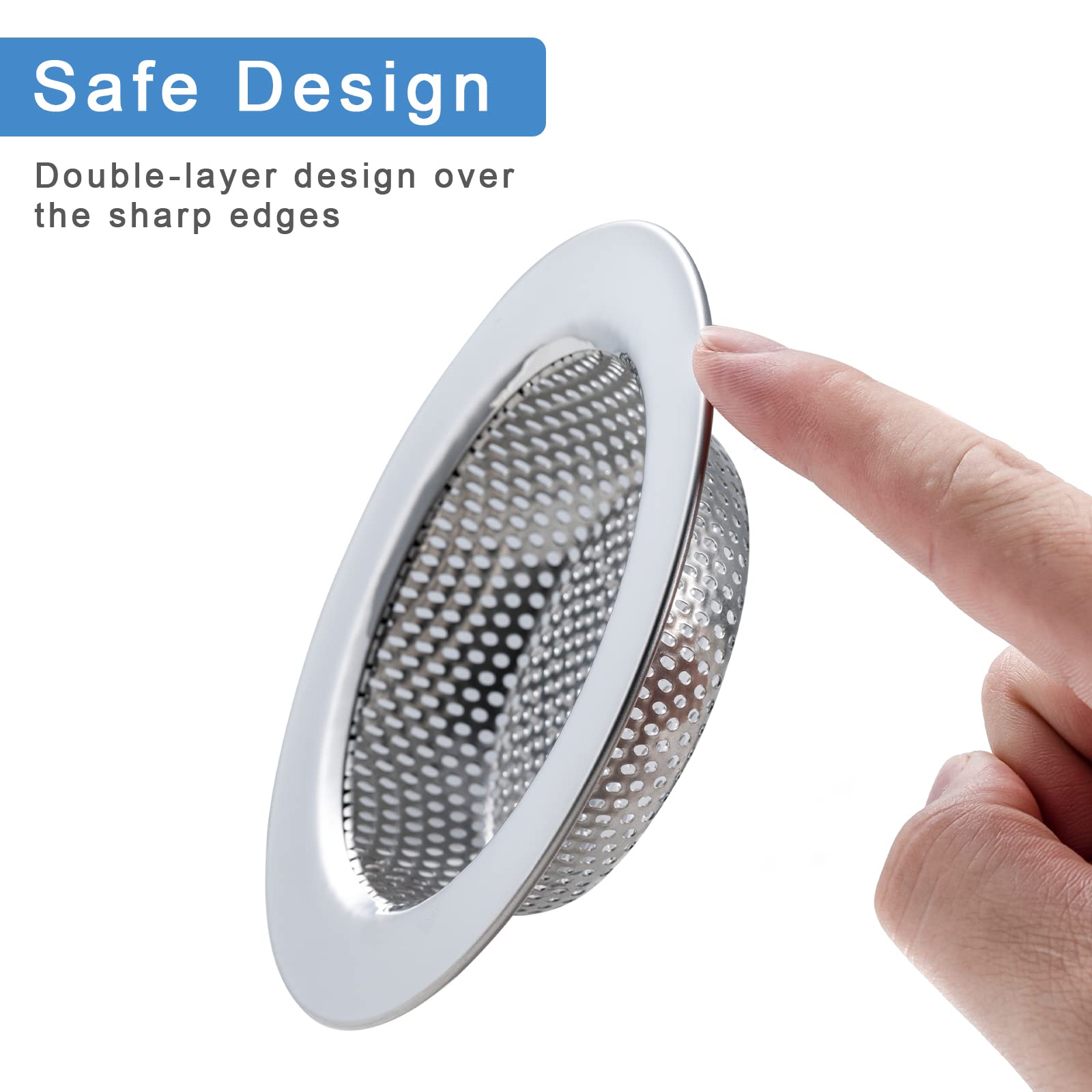 2 Pack Upgraded Double-Layer Kitchen Sink Strainer - 4.5 Inch Outer Diameter, Universal Fit for Most Sink Drains | Durable & Safe Design for Food Scraps, Hair & Debris | Perfect for Kitchen, Bathroom & Utility Sinks