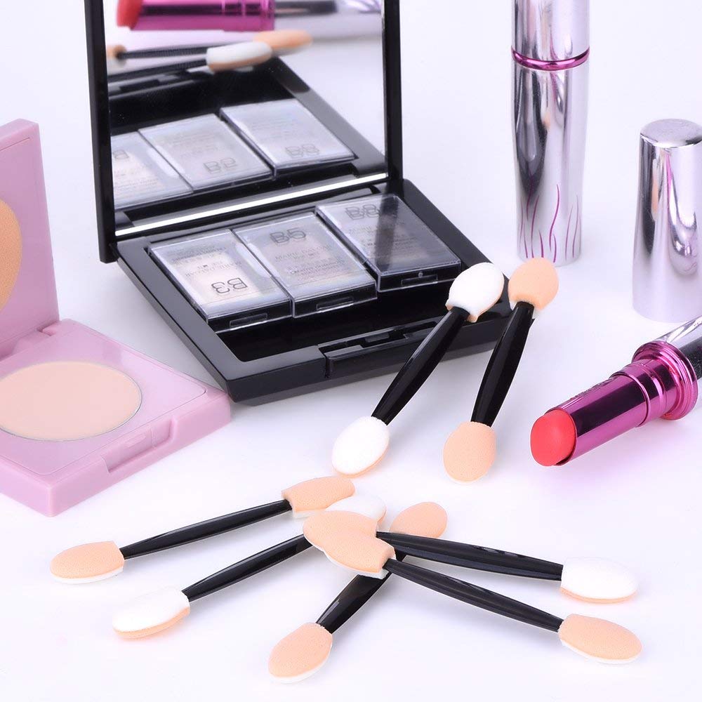 STORE77 12Pcs Disposable Double-Sided Eyeshadow Brush Set with Sponge Applicator - Oval Makeup Brushes for Professional & Home Makeup Application