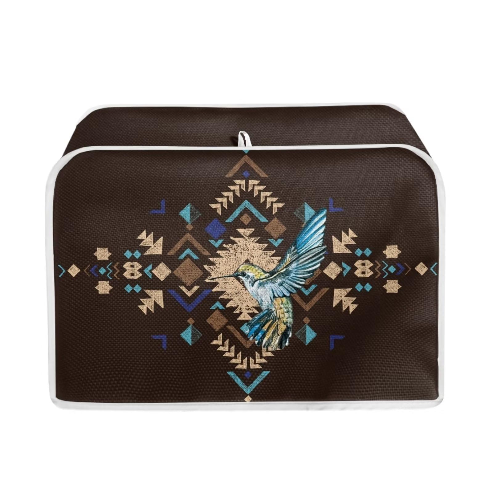 Hummingbird Brown 2-Slice Toaster Cover - Stain Resistant Dustproof Kitchen Appliance Protector with Aztec Ethnic Design | Perfect for Bread Toasters & Small Countertop Ovens