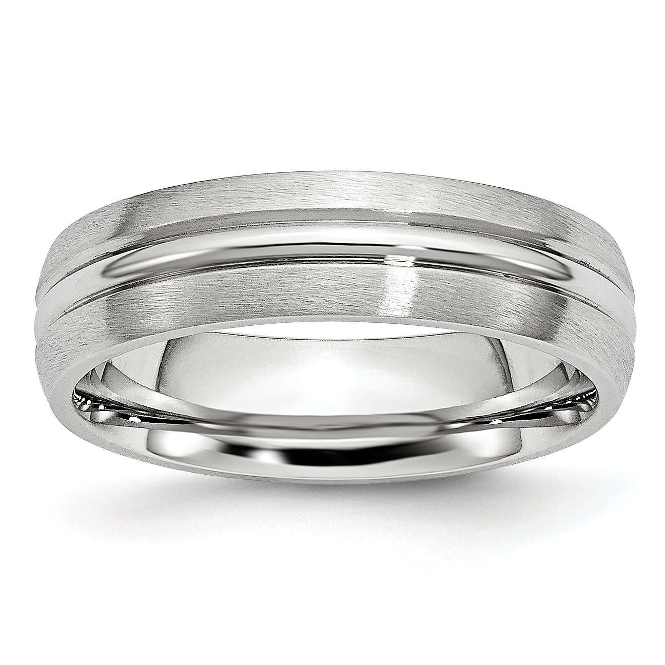 Men's Cobalt Satin & Polished Grooved 6mm Wedding Band Ring - Durable Comfort Fit Ring for Men, Perfect for Weddings, Anniversaries & Everyday Wear