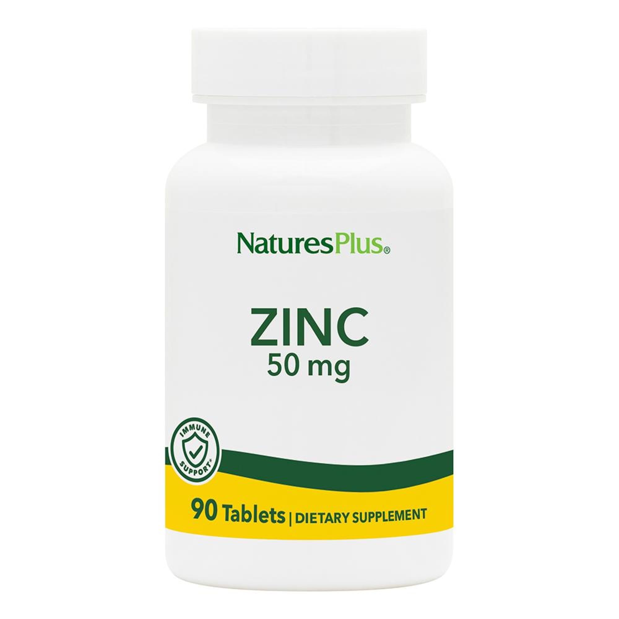 NaturesPlus Zinc 50mg - 90 Vegetarian Tablets | Gluten Free Supplement for Immune Support & Skin Health - Daily Wellness & Immune Booster