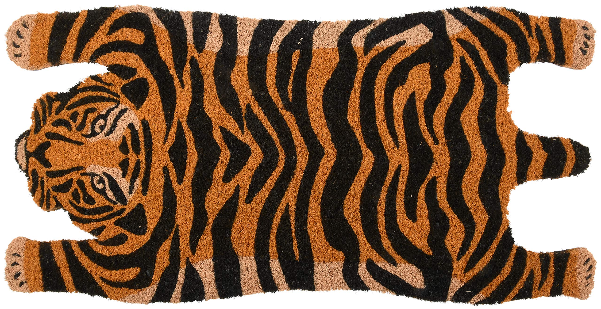 Esschert Design Tiger Coir Doormat - Durable Natural Coconut Fiber Welcome Mat for Home & Office Entrance - Perfect for Indoor/Outdoor Use, Front Door Decor & Mud Trapping