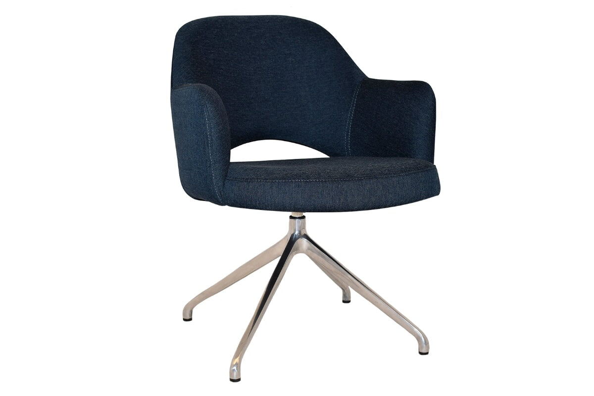 EZ Hospitality Cairo Indoor Armchair with Metal Base - Polished Aluminum Trestle for Living Room, Office, or Lounge Comfortable Seating