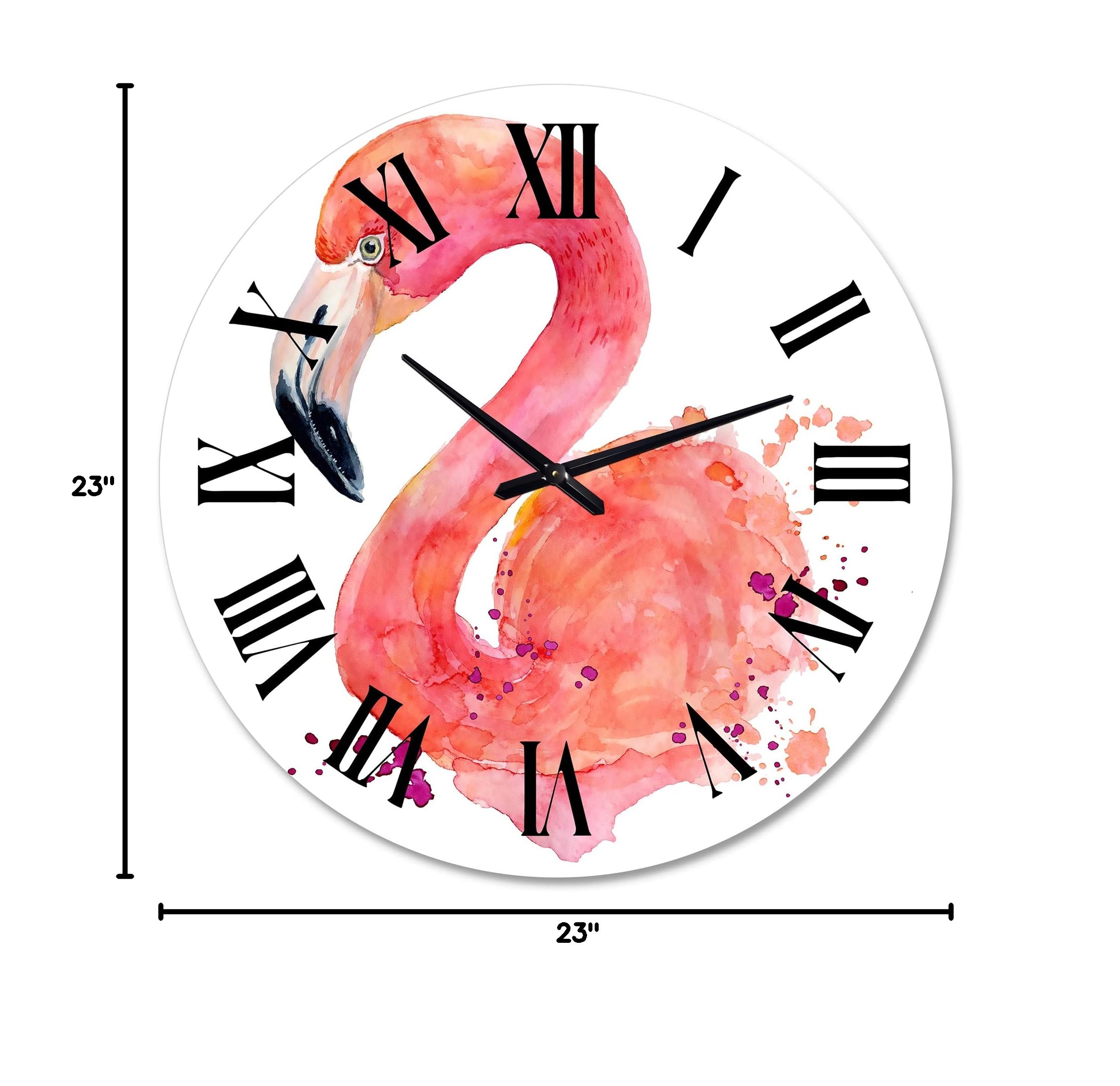 Farmhouse Wall Clock - Large Pink Flamingo Portrait Wall Decor for Living Room, Bedroom & Office | Rustic Home Décor & Unique Gift Idea