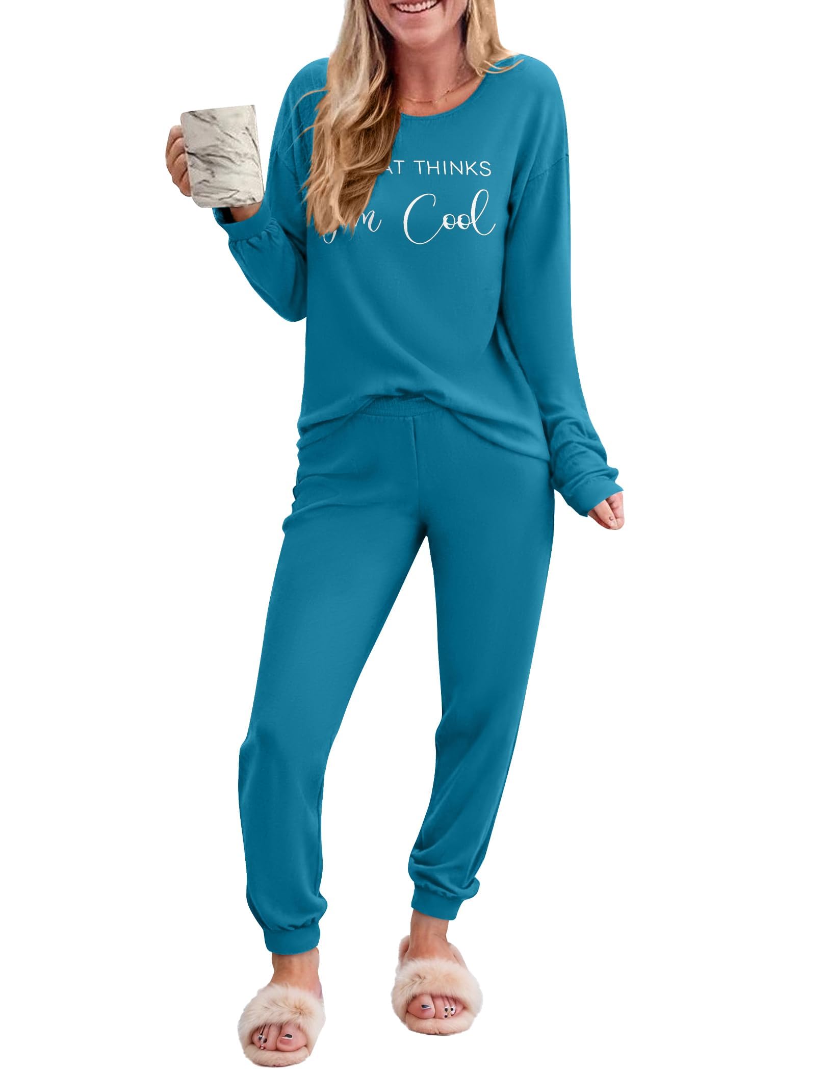 Ekouaer Women's 2-Piece Plaid Pajama Set - Long Sleeve Comfy Gingham Pajamas with Pockets for Lounge & Sleepwear | Perfect for Relaxing at Home, Sleepovers & Cozy Nights