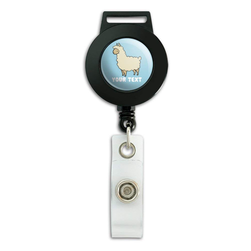 Custom Personalized Llama Lanyard with Retractable Reel - 1 Line Engraved ID Badge Holder for Work, School & Events (Ideal for Teachers, Nurses & Office Professionals)