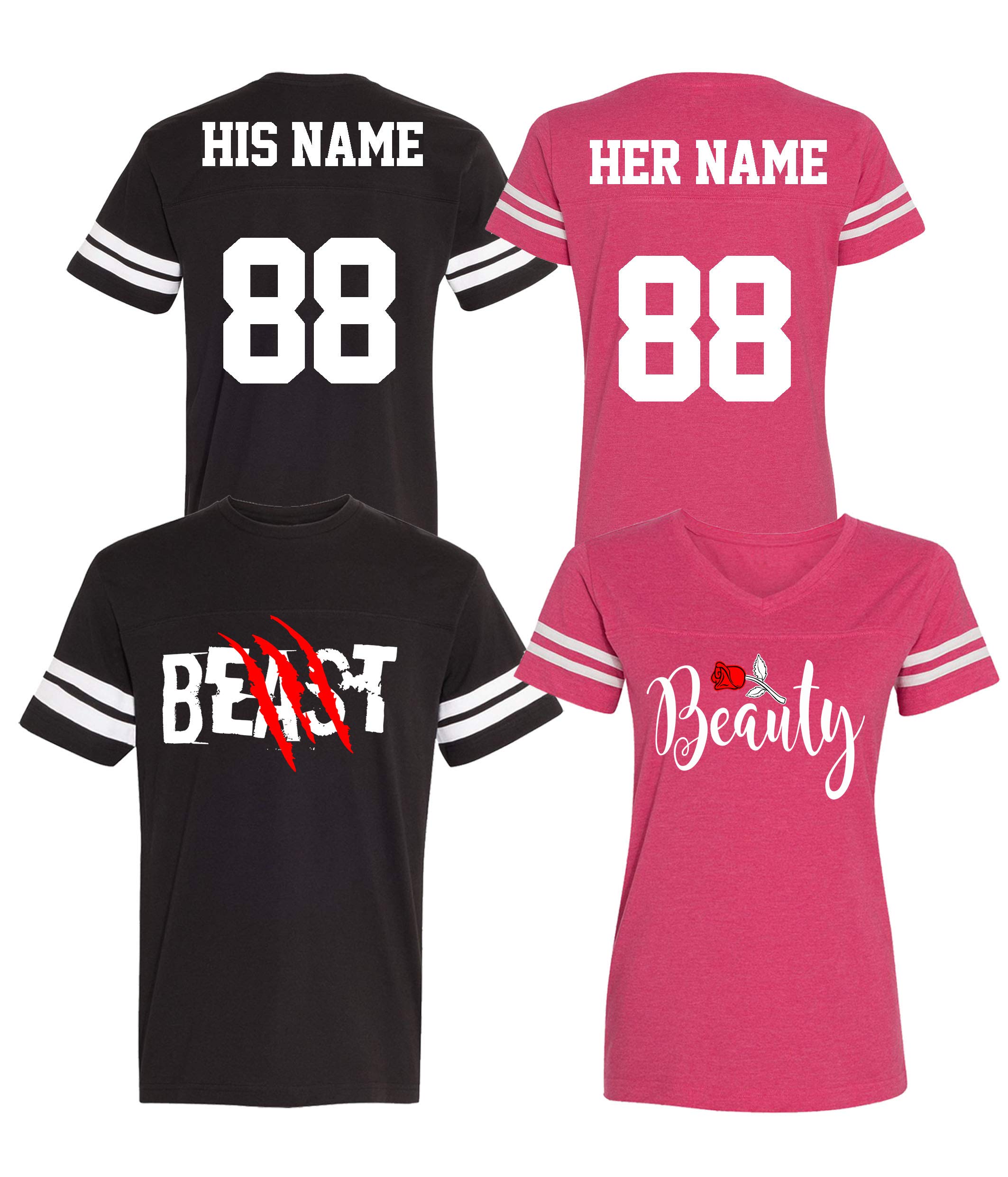 Custom Personalized Cotton Couple Jerseys - His & Her Matching Jersey Shirts for Valentine's Day, Anniversary & Game Day Outfits