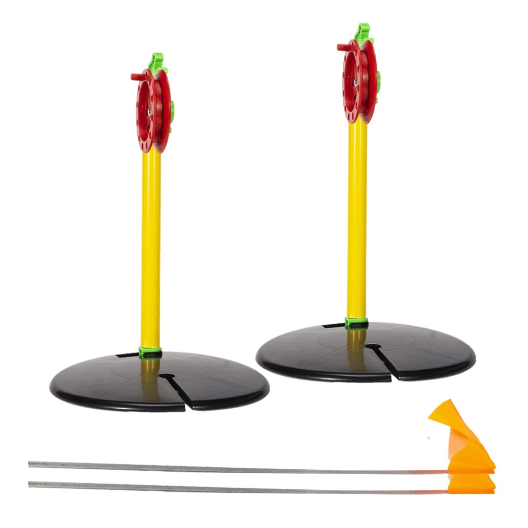 2PCS Ice Fishing Tip Up with Reel & Round Base Plate - Portable Fishing Flag for Saltwater & Freshwater - Winter Ice Fishing Gear for Lakes & Ponds