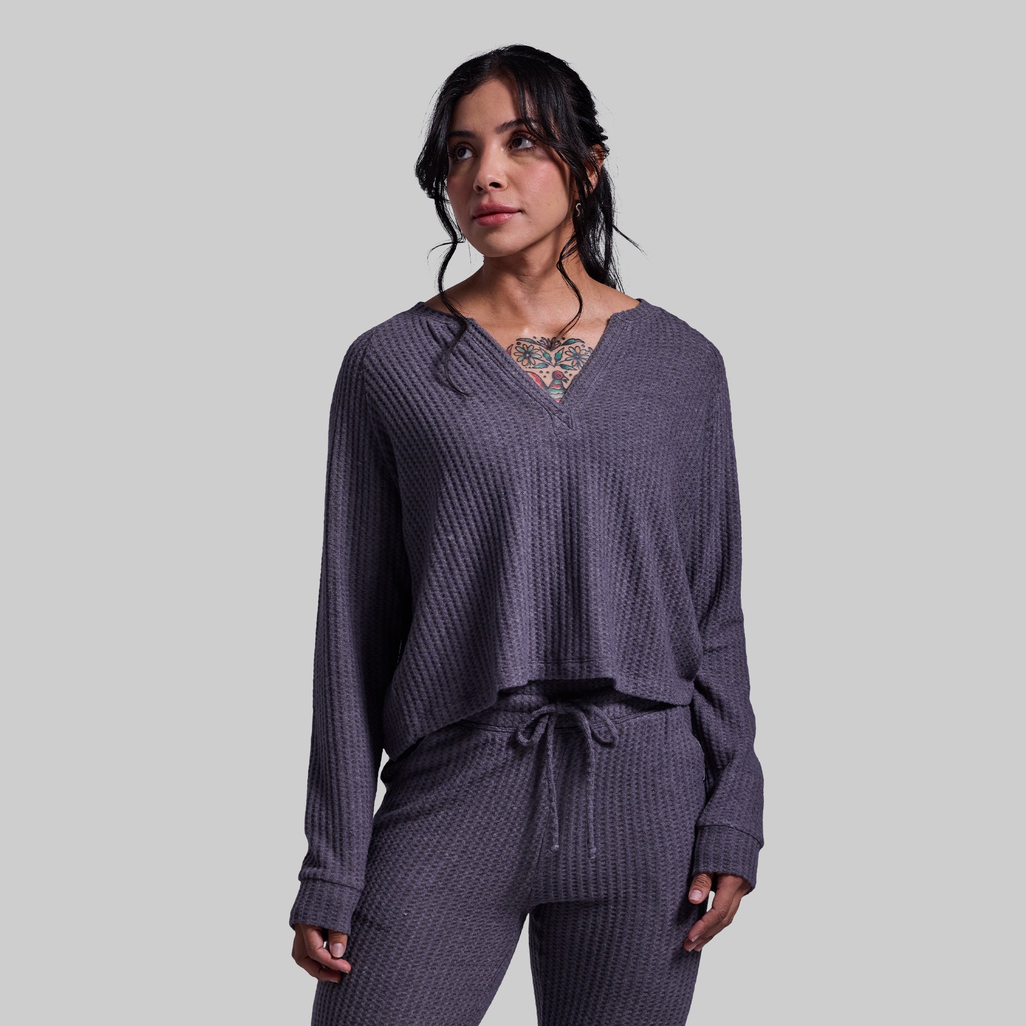R and R Waffle Long Sleeve Shirt - Soft Cotton Thermal Top with Elephant Print | Cozy Winter Wear for Men & Women | Perfect for Casual Outfits, Layering & Cold Weather Fashion