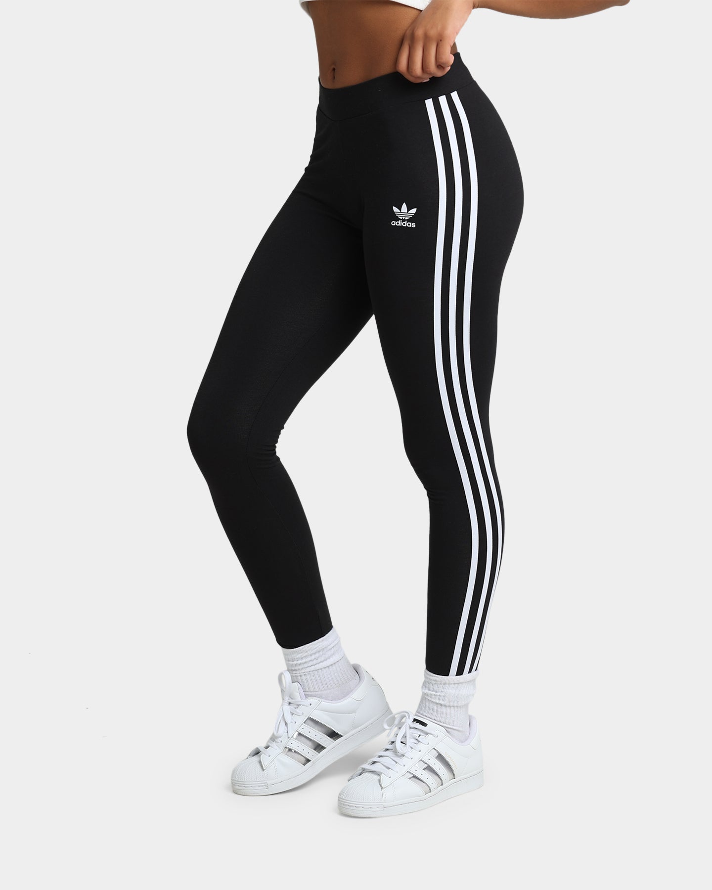 Adidas Women's 3 Stripe Yoga Tights - Black High Waist Workout Leggings for Running, Gym & Lounge