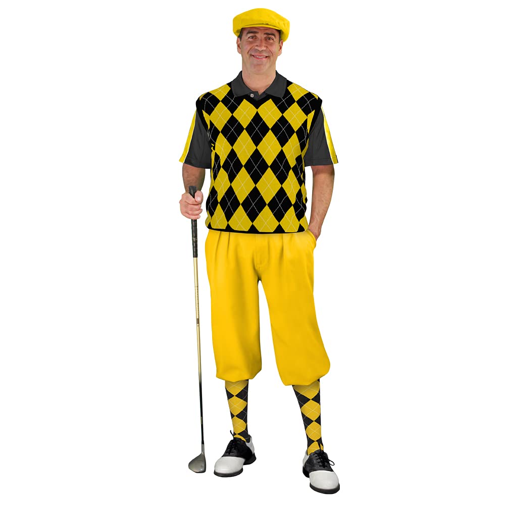 **Men's Yellow & Black Golf Knickers Sweater - Stylish & Comfortable Golf Outfits for Casual & Tournament Play**