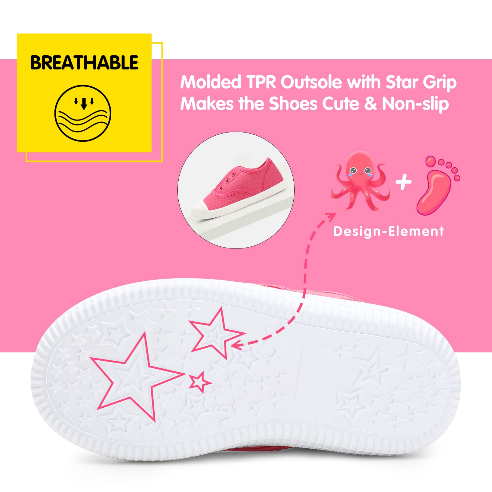 **Toddler Kids Canvas Sneakers - Slip-On Lightweight Comfortable Casual Running Tennis Shoes for Boys & Girls (Toddler/Little Kids/Big Kids) - Perfect for Playground, School & Daily Wear**