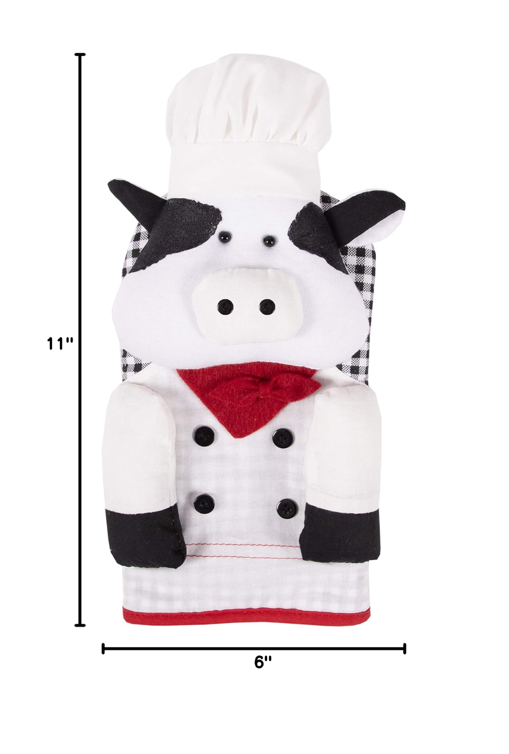 Ritz Kitchen Friends Novelty Cotton Oven Mitt - Heat Resistant Cooking Glove for Baking & Grilling - Funny Chef Cow Design - Perfect Housewarming Gift for Women & Men (6