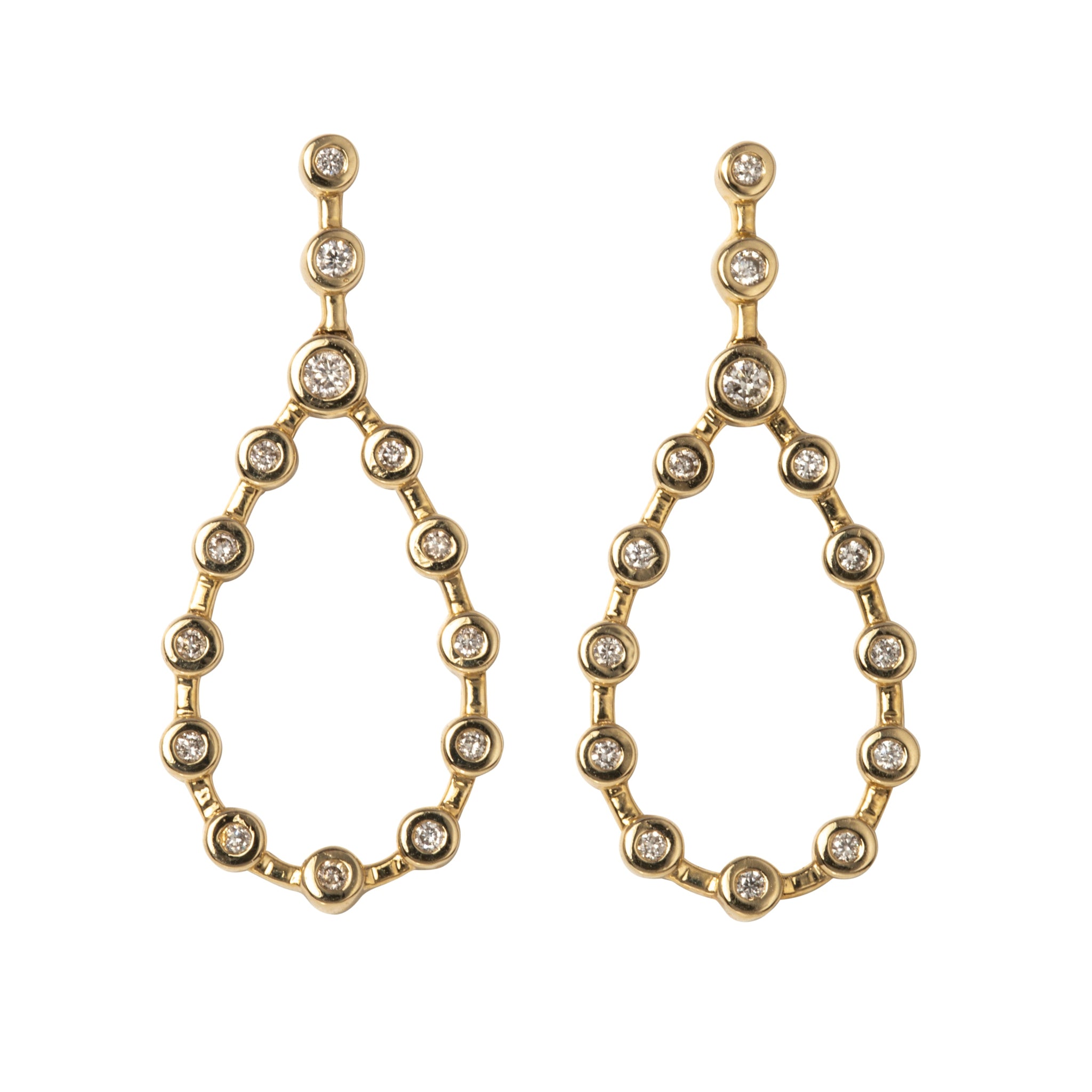 14K Yellow Gold Diamond Bezel Drop Earrings for Women - Elegant Dangling Earrings for Parties, Weddings & Special Occasions