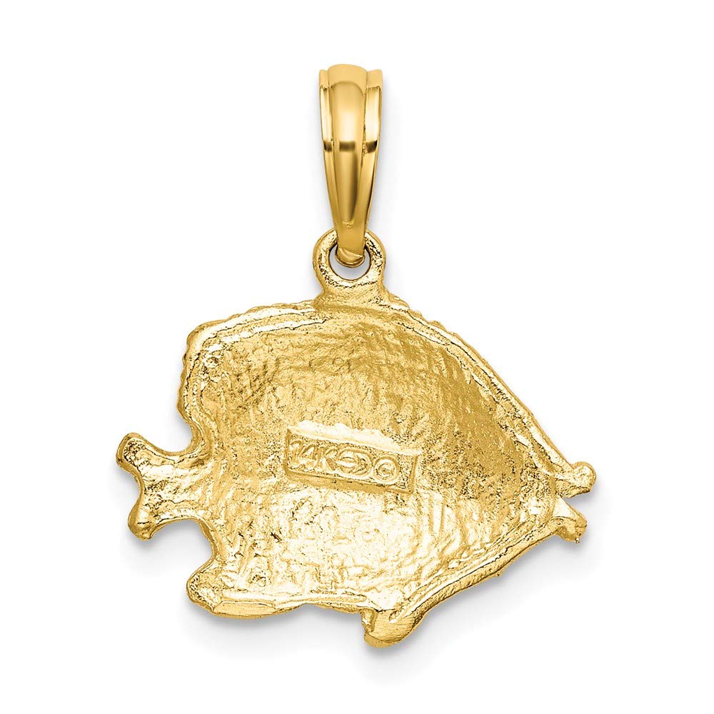 14K Solid Yellow Gold Textured Fish Charm Pendant Necklace - 12mm x 16mm - Perfect for Birthdays, Gifts & Beach-Themed Jewelry