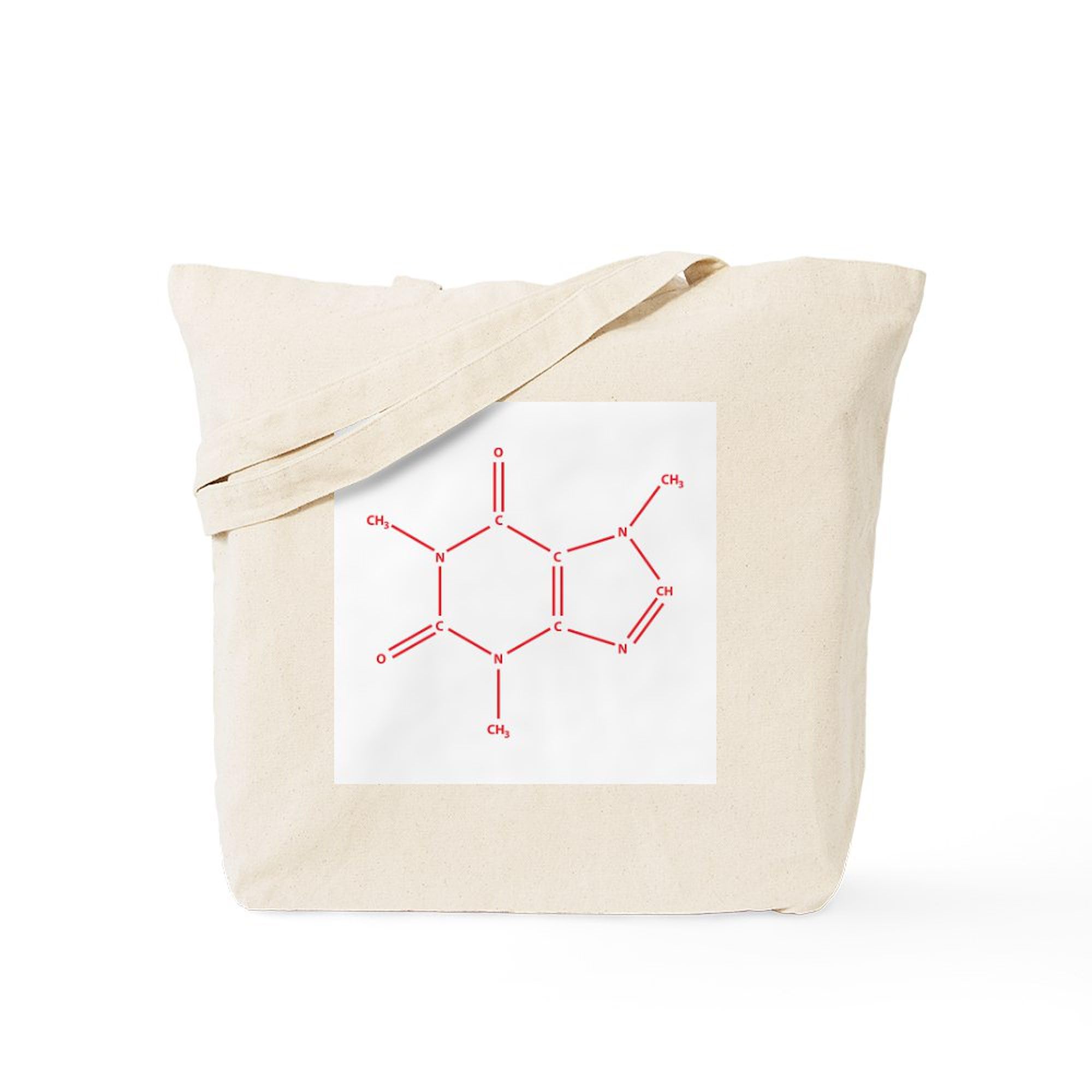 Caffeine Molecule Tote Bag - Natural Canvas Reusable Shopping Bag for Coffee Lovers, Groceries & Beach Essentials