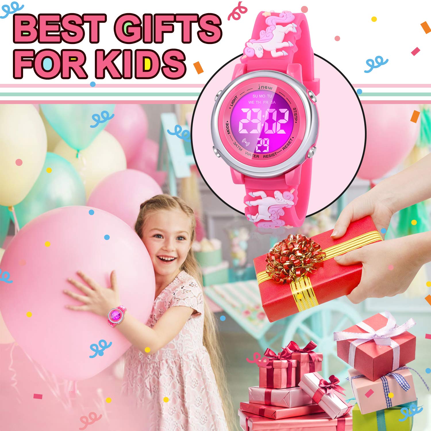Waterproof Digital Watch for Girls Age 3-10 with Alarm - Best Birthday & Christmas Gift for Little Girls - Perfect for School, Swimming & Outdoor Activities
