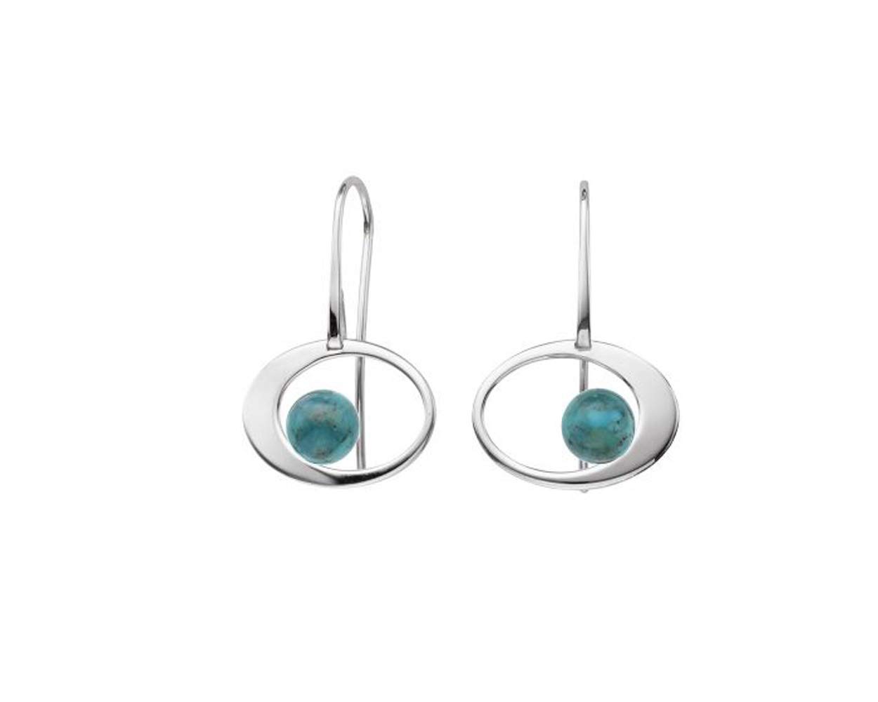 Ed Levin Paper Moon Turquoise Dangle Earrings - .925 Sterling Silver Handmade Jewelry for Women - Perfect for Boho, Western & Everyday Wear