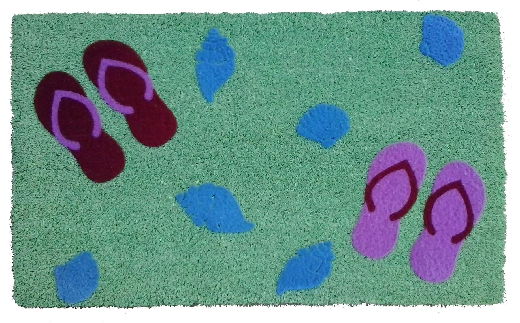 Premium Sandy Flip Flop Coir Doormat with Flocked Pattern - 30