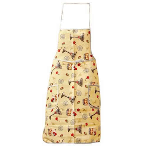 Happy Hour Cocktails Kitchen Apron - Funny Bartender & Mixologist Gift, Adjustable Bib Apron for Home Bartending, Cocktail Parties & Bar Events